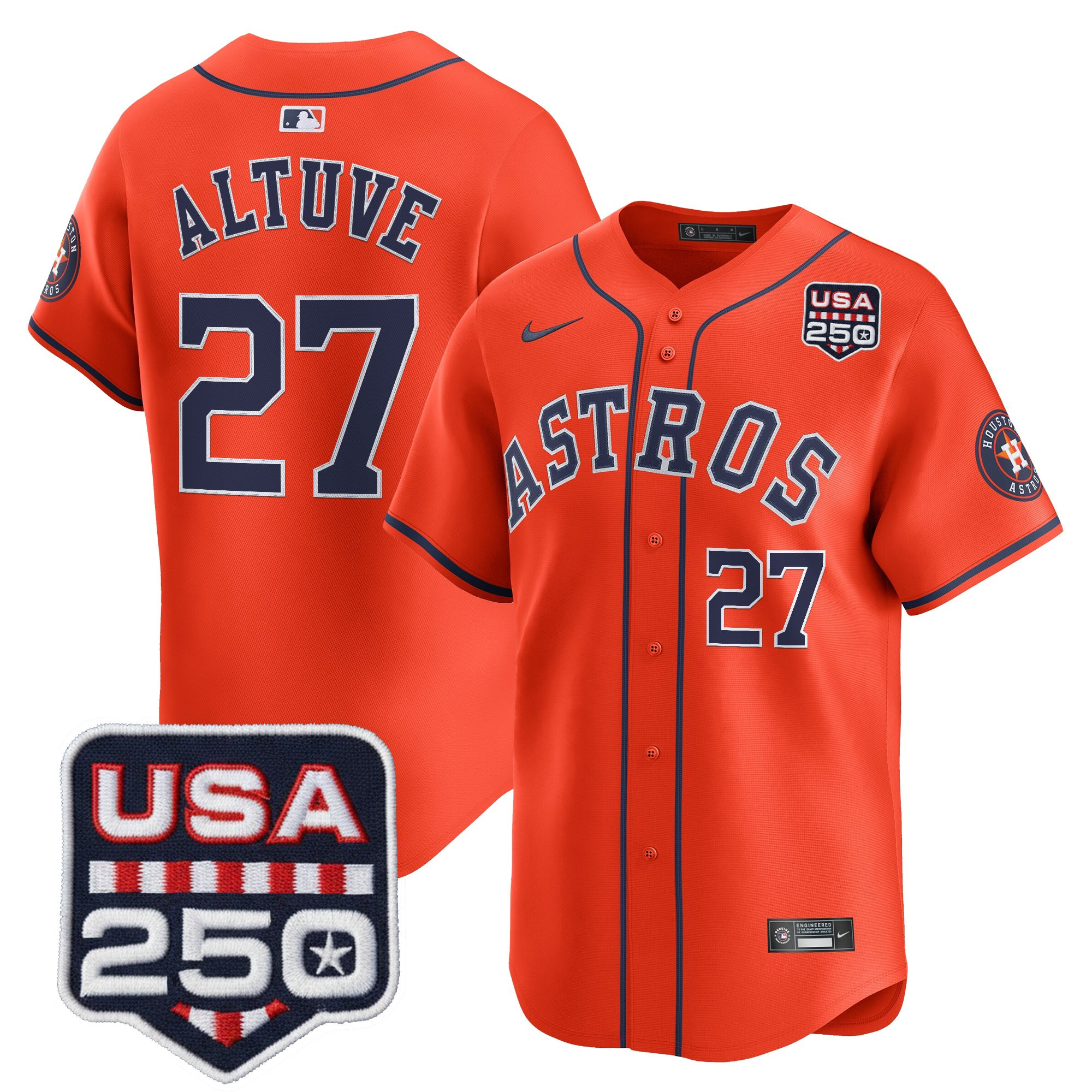 Men’s Houston Astros 250America Patch Vapor Premier Limited Jersey - All Stitched - Image 12
