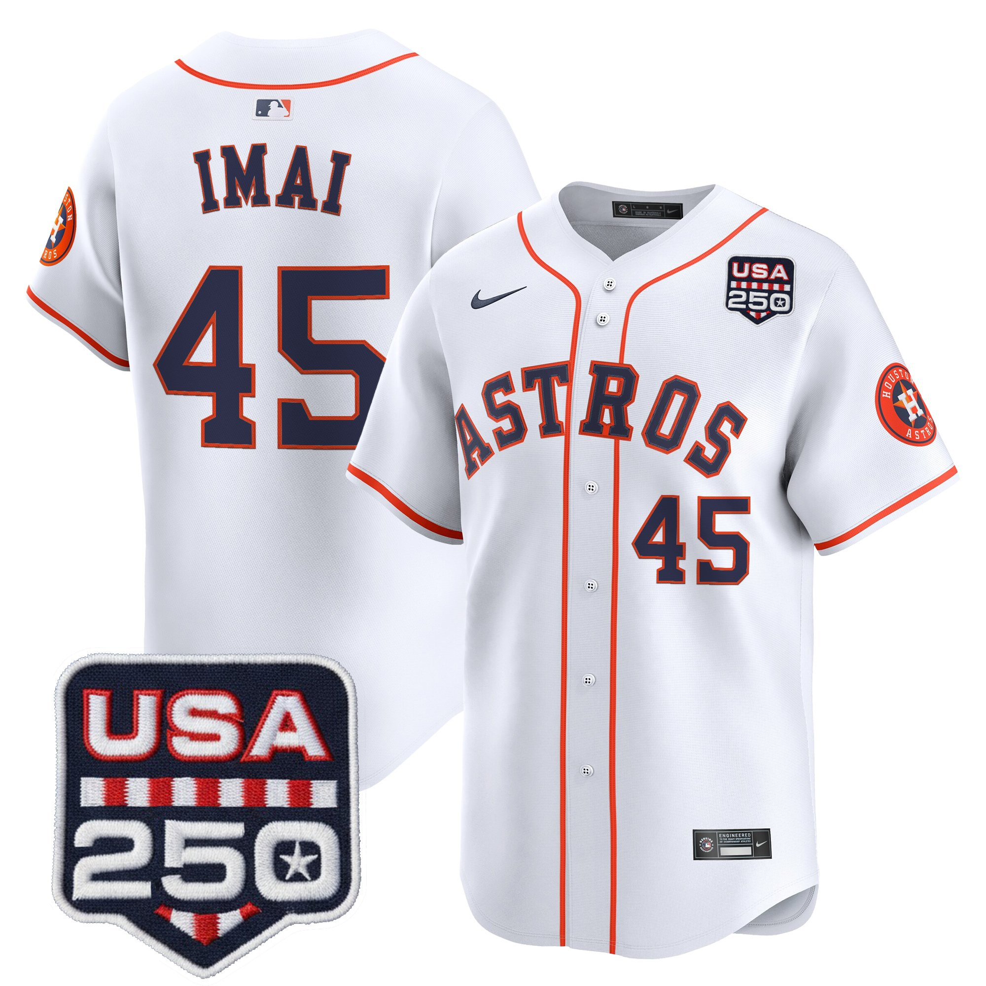 Men’s Houston Astros 250America Patch Vapor Premier Limited Jersey - All Stitched - Image 3
