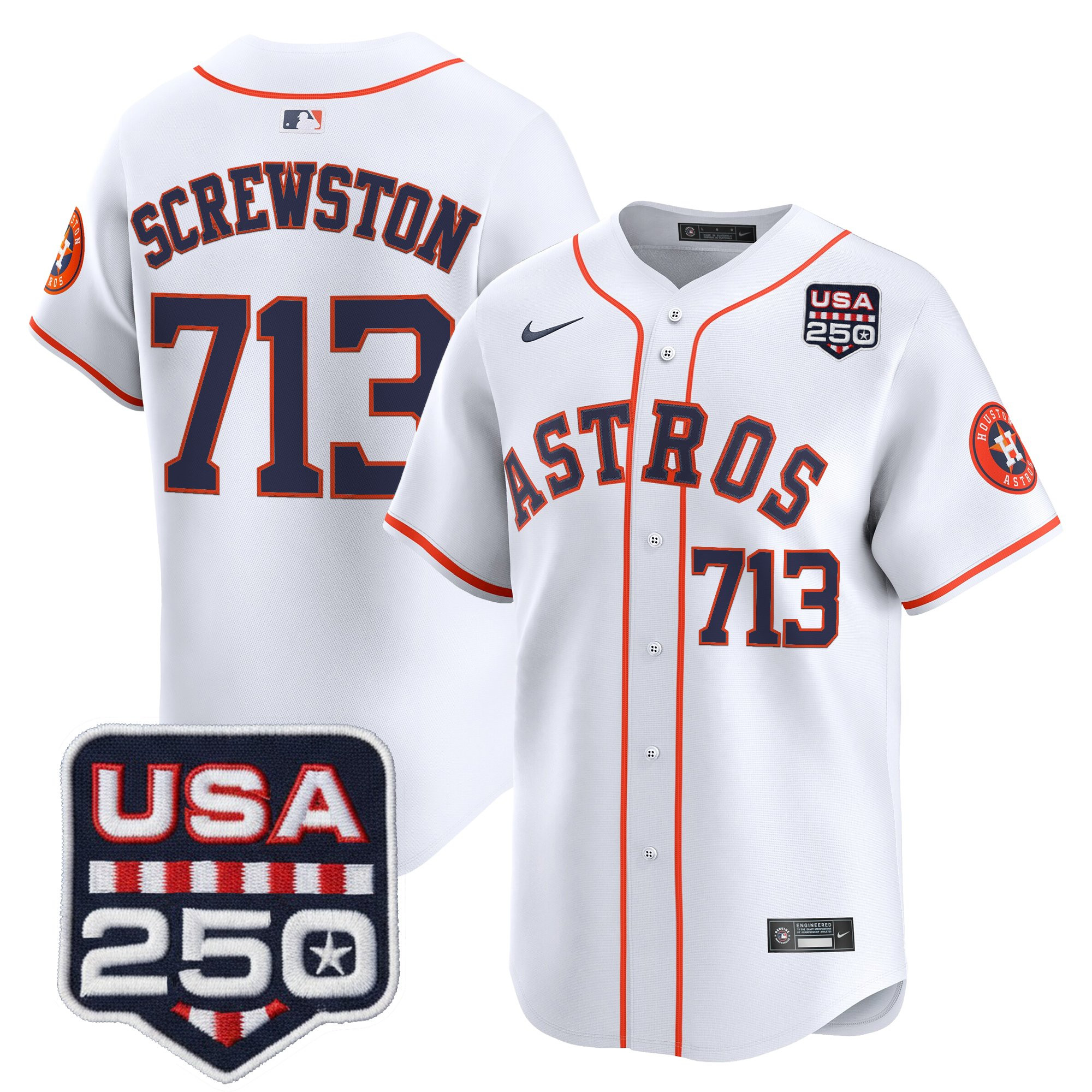 Men’s Houston Astros 250America Patch Vapor Premier Limited Jersey - All Stitched - Image 8