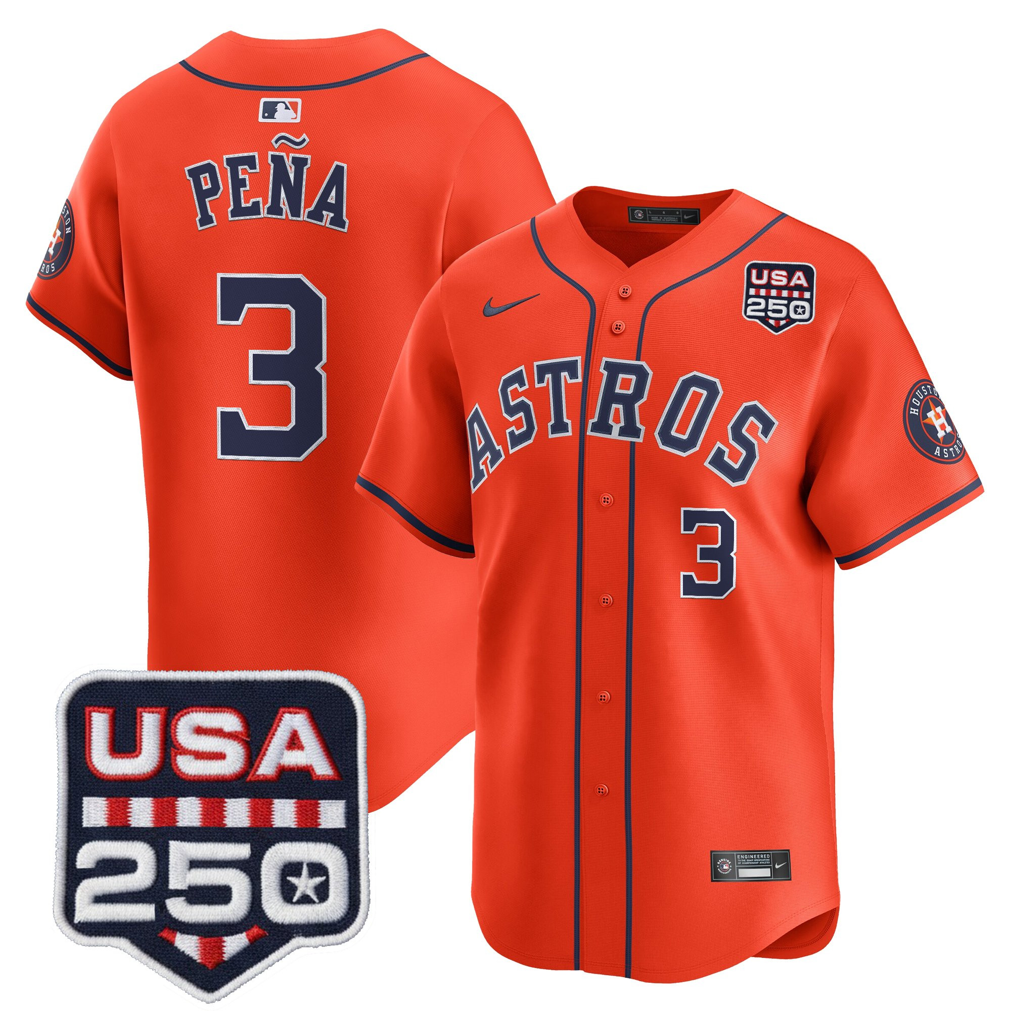 Men’s Houston Astros 250America Patch Vapor Premier Limited Jersey - All Stitched - Image 15