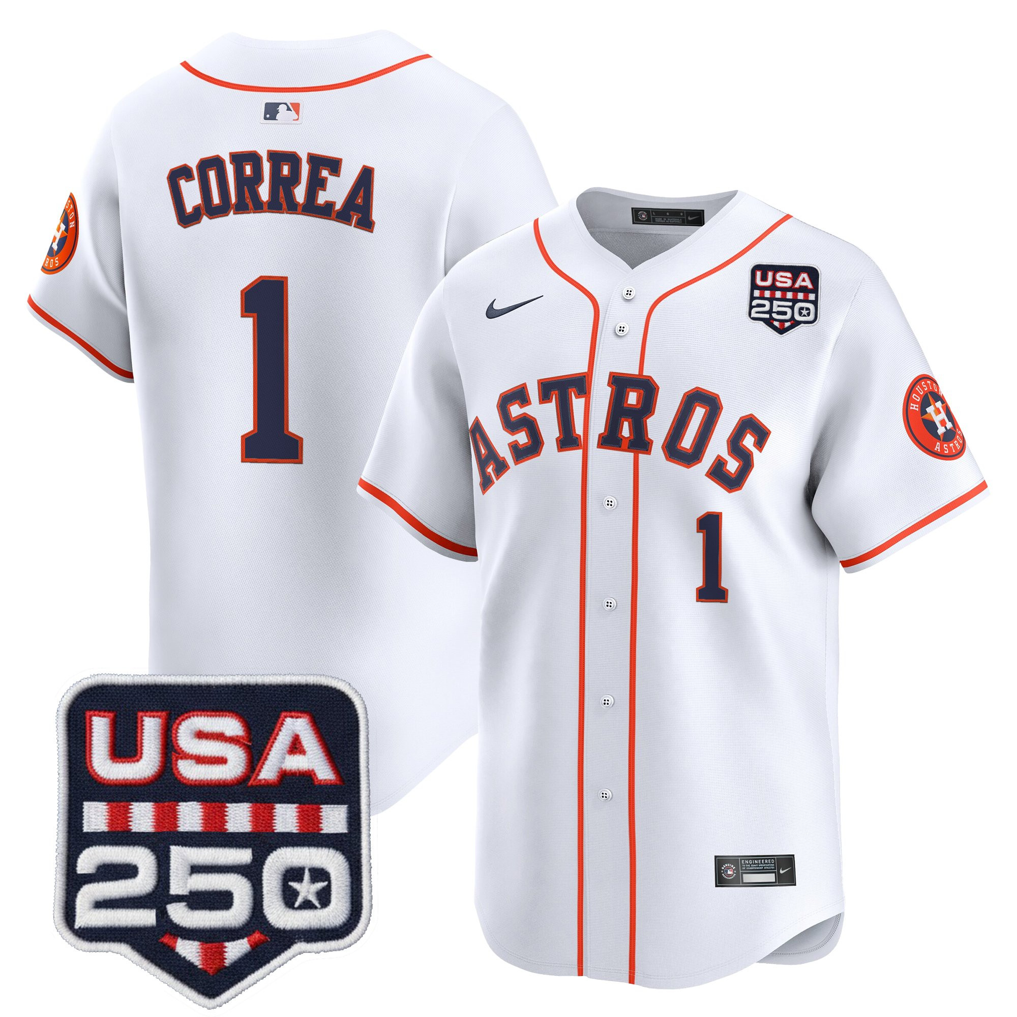 Men’s Houston Astros 250America Patch Vapor Premier Limited Jersey - All Stitched - Image 10