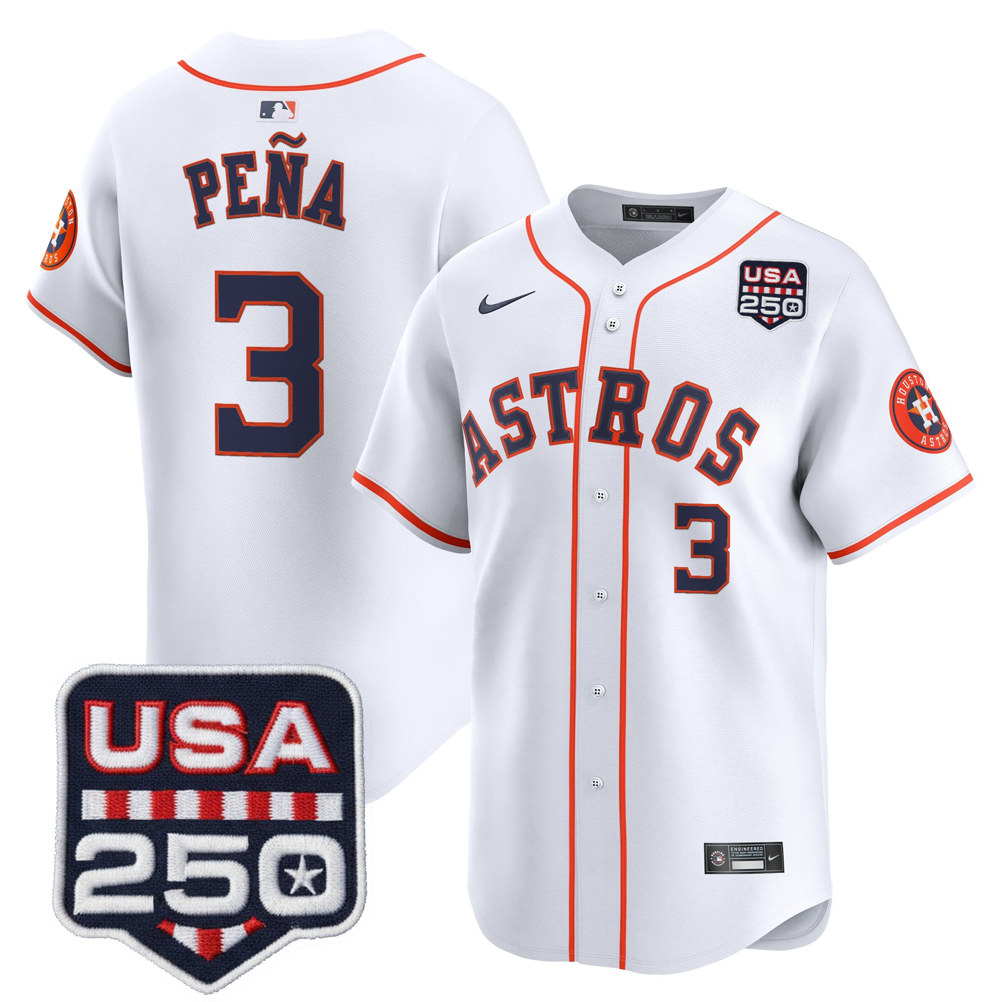 Men’s Houston Astros 250America Patch Vapor Premier Limited Jersey - All Stitched - Image 4