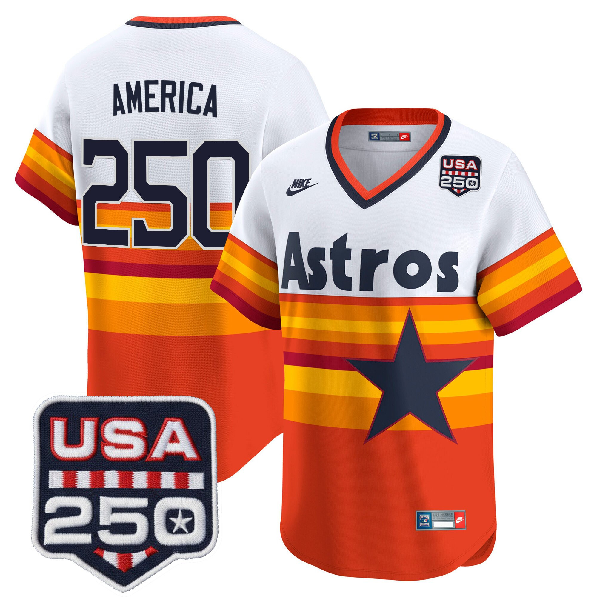 Men’s Houston Astros 250America Patch Vapor Premier Limited Jersey - All Stitched - Image 35