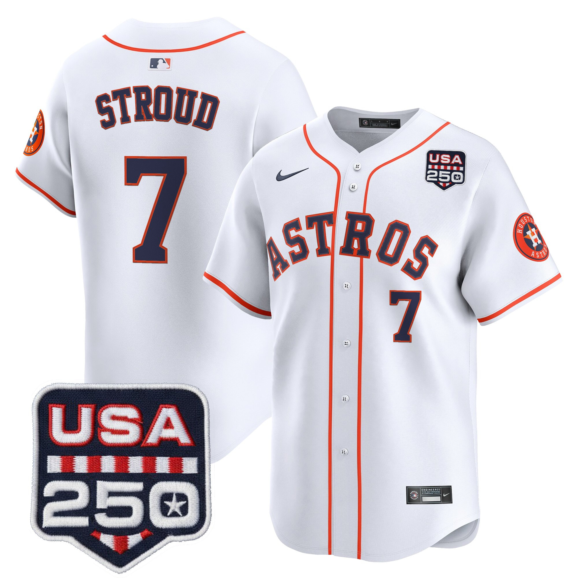 Men’s Houston Astros 250America Patch Vapor Premier Limited Jersey - All Stitched - Image 6