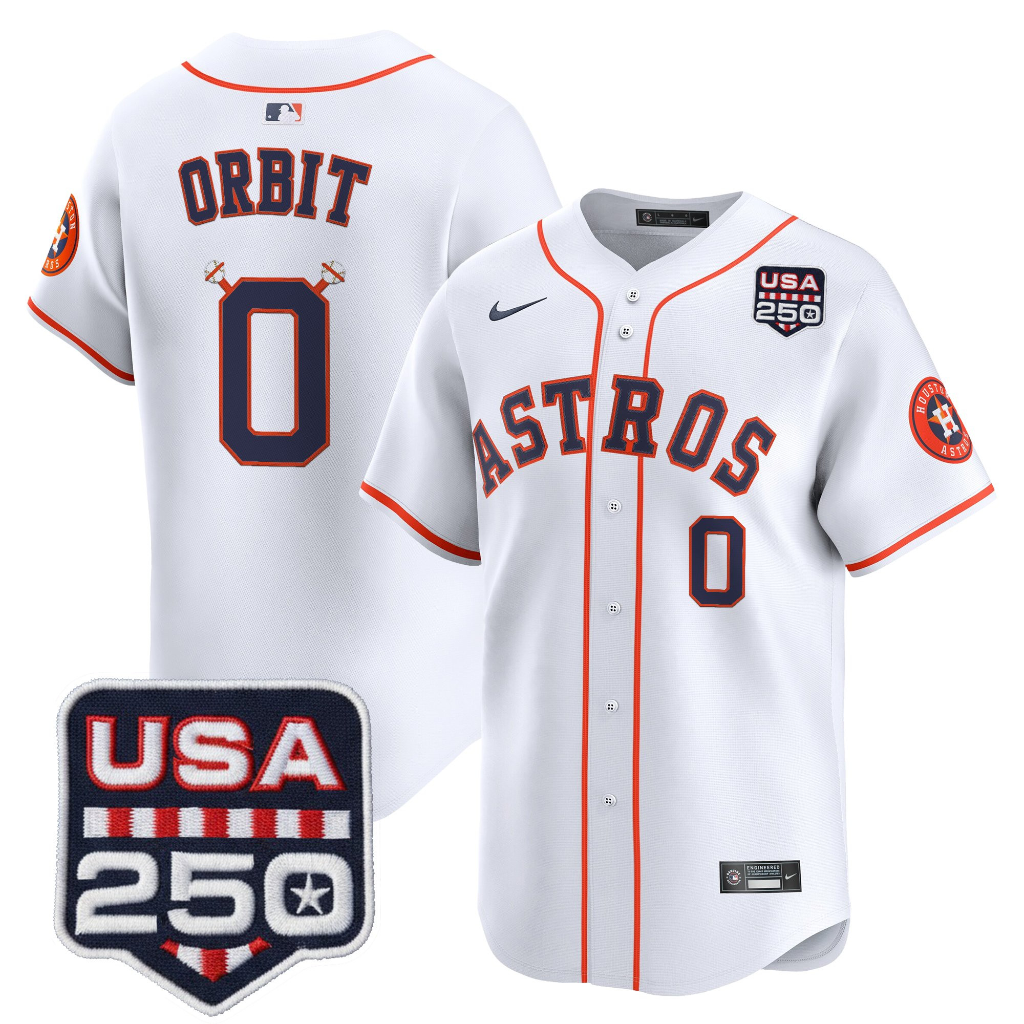 Men’s Houston Astros 250America Patch Vapor Premier Limited Jersey - All Stitched - Image 7