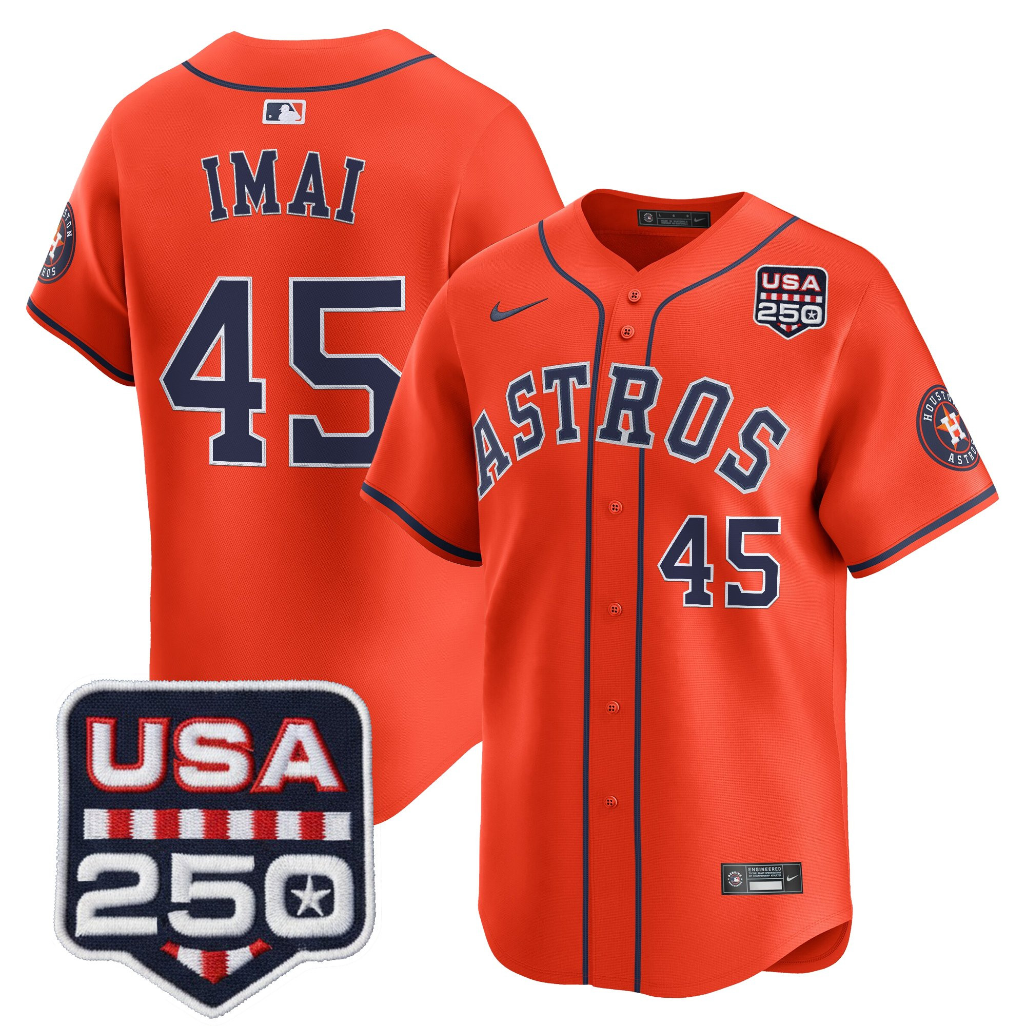 Men’s Houston Astros 250America Patch Vapor Premier Limited Jersey - All Stitched - Image 14