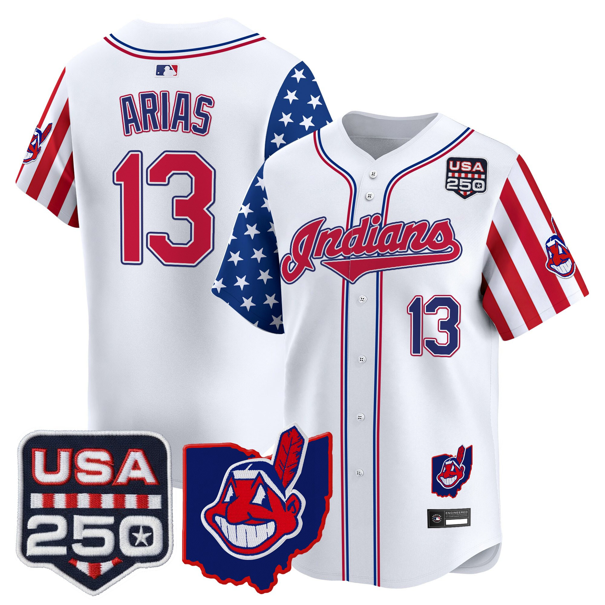 Men's Cleveland Indians "America250 Edition" Vapor Premier Limited Jersey - All Stitched - Image 8