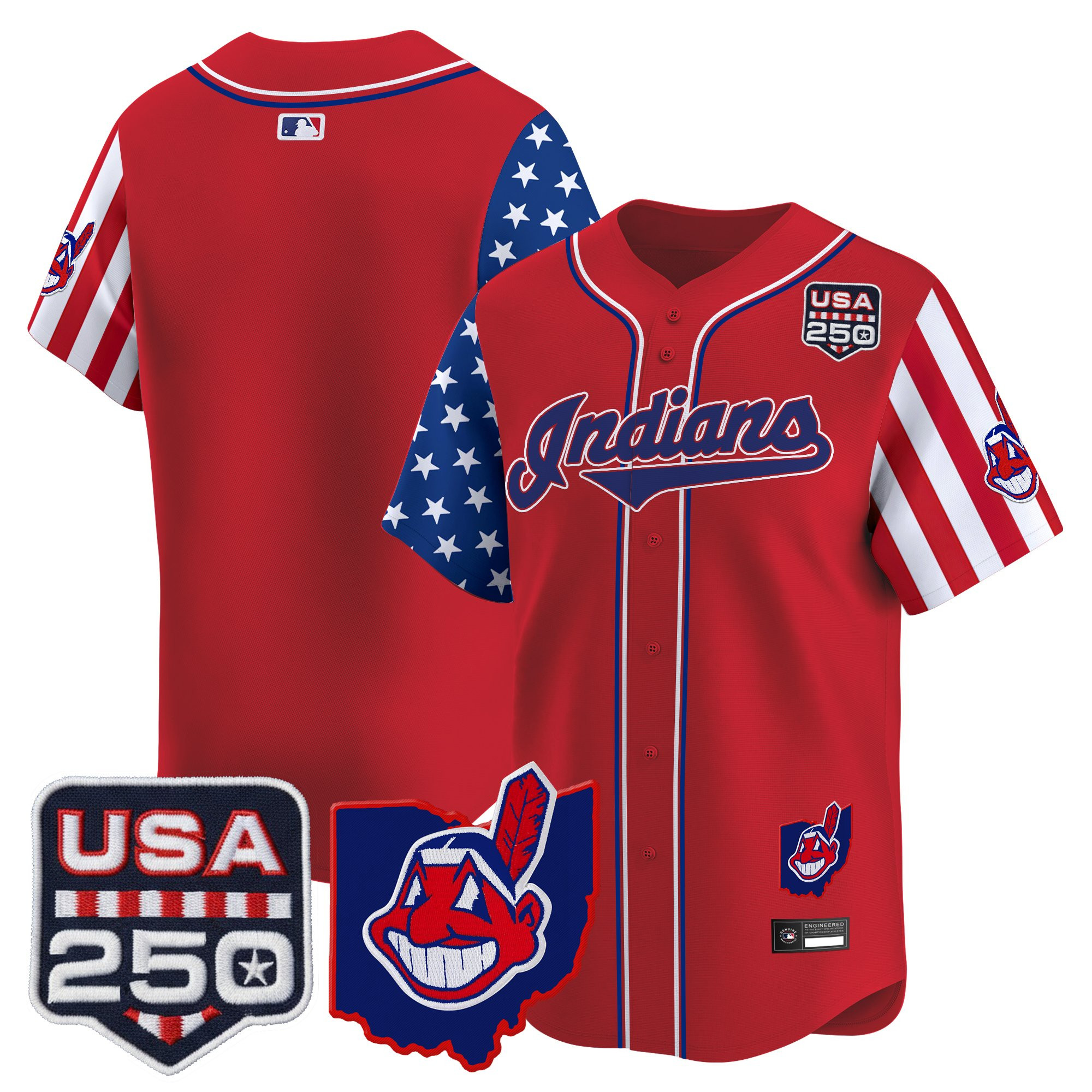 Men's Cleveland Indians "America250 Edition" Vapor Premier Limited Jersey - All Stitched - Image 20
