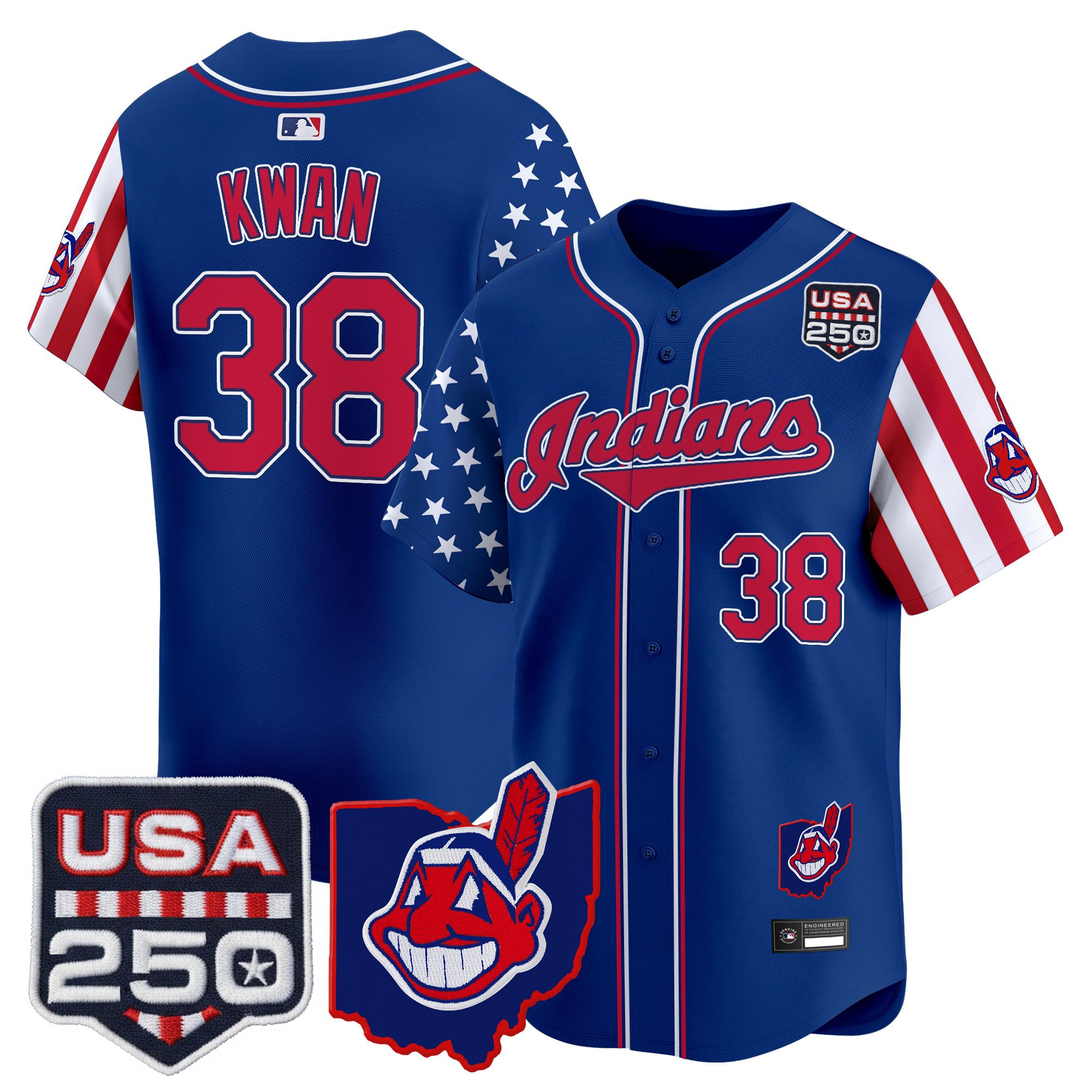 Men's Cleveland Indians "America250 Edition" Vapor Premier Limited Jersey - All Stitched - Image 24