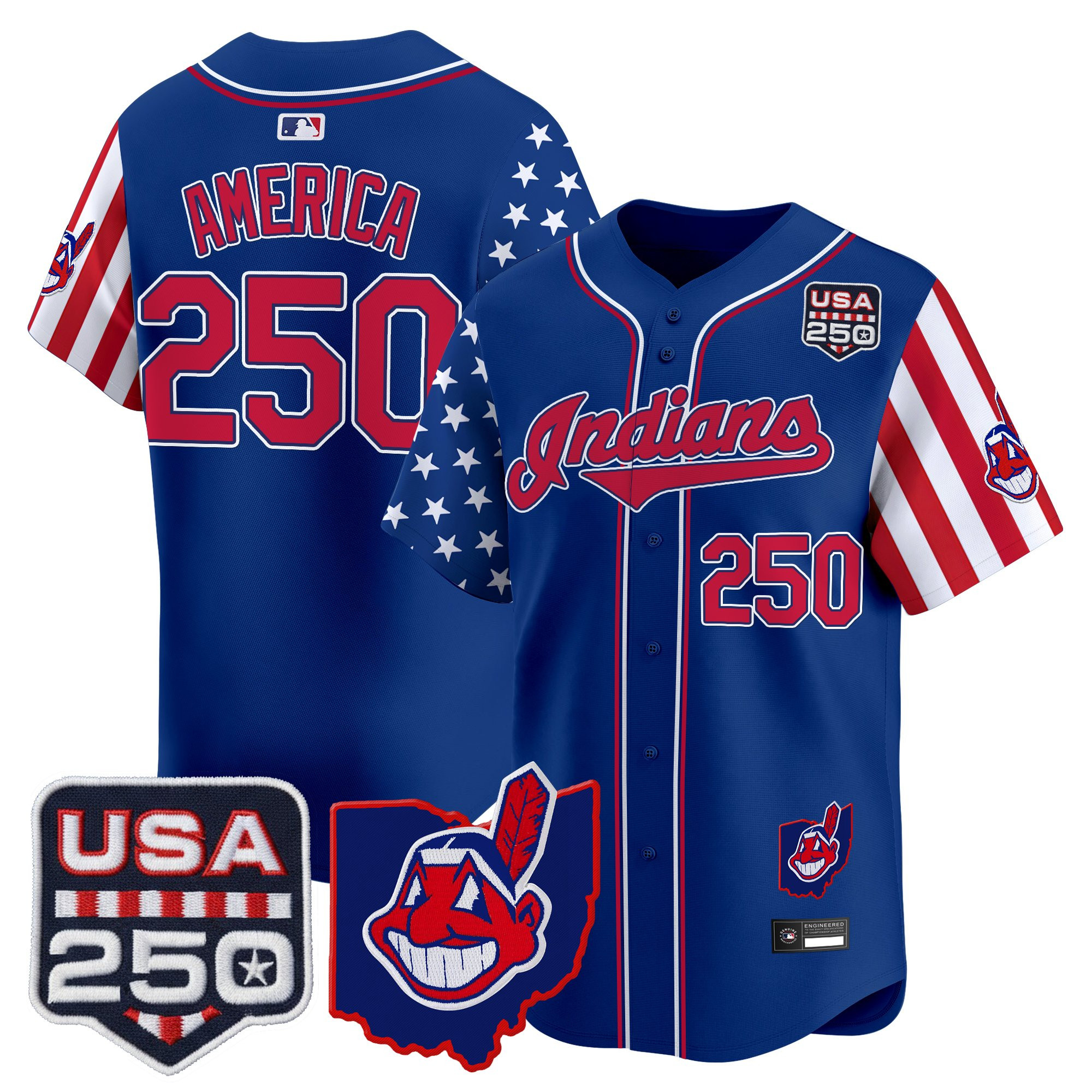 Men's Cleveland Indians "America250 Edition" Vapor Premier Limited Jersey - All Stitched - Image 22
