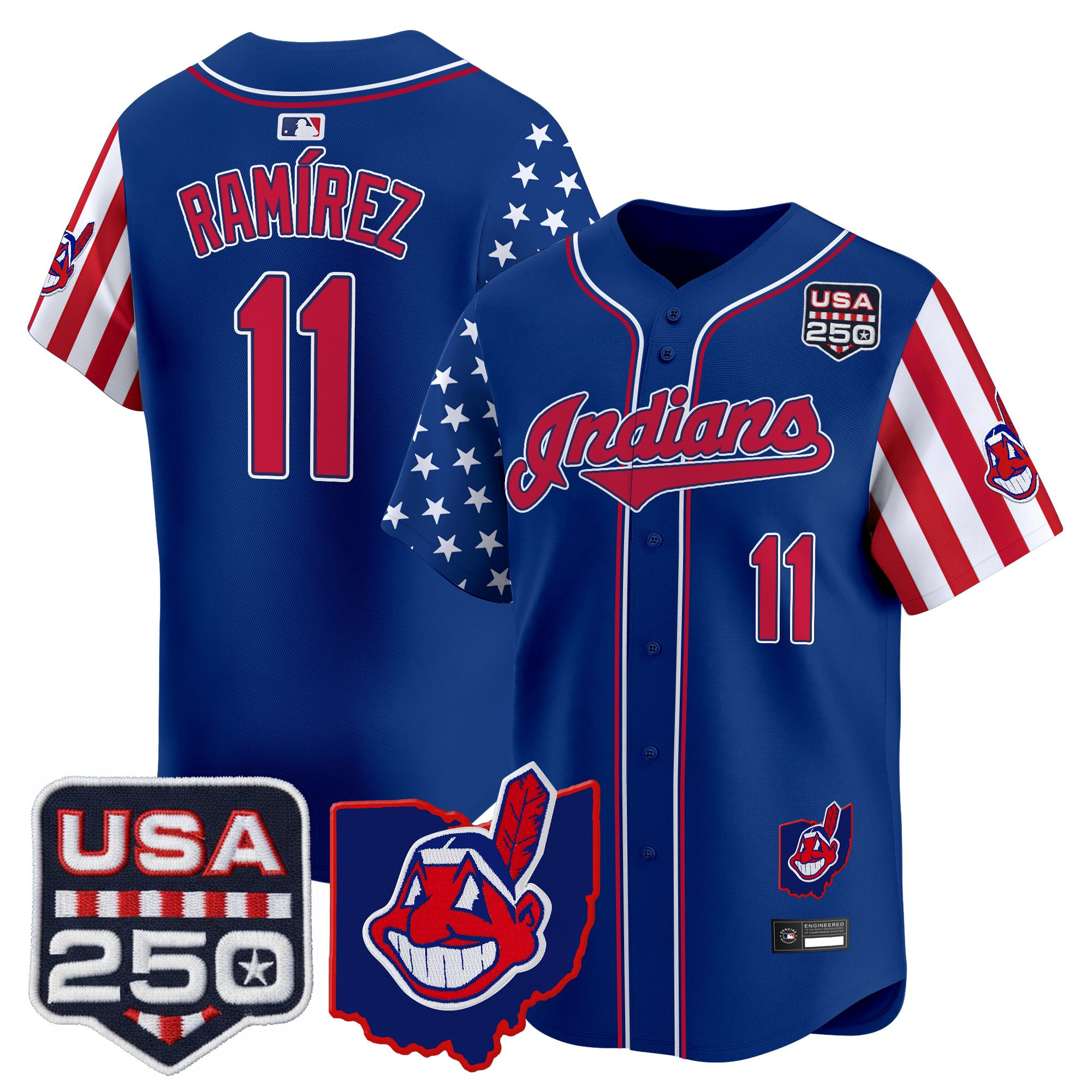 Men's Cleveland Indians "America250 Edition" Vapor Premier Limited Jersey - All Stitched - Image 21