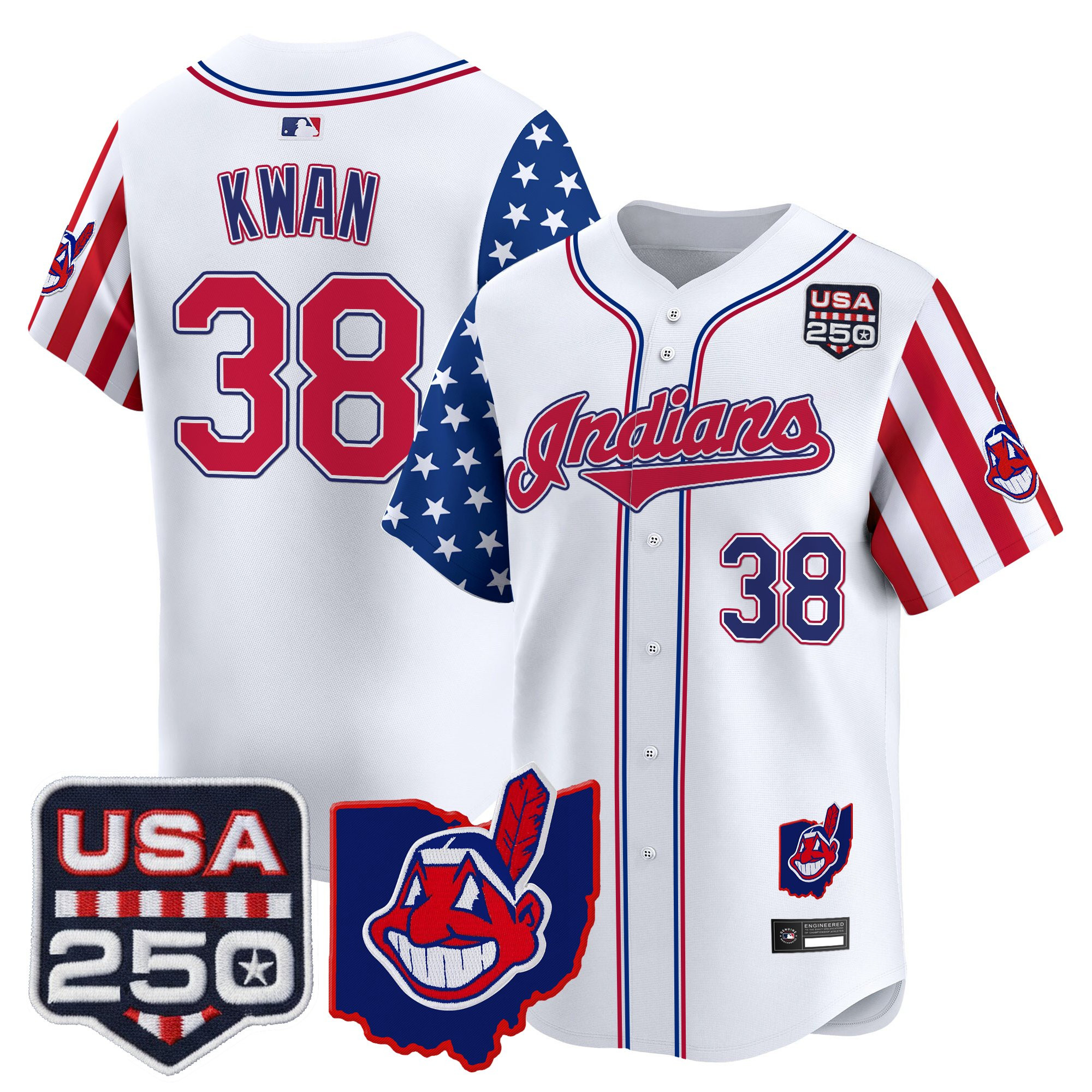 Men's Cleveland Indians "America250 Edition" Vapor Premier Limited Jersey - All Stitched - Image 4