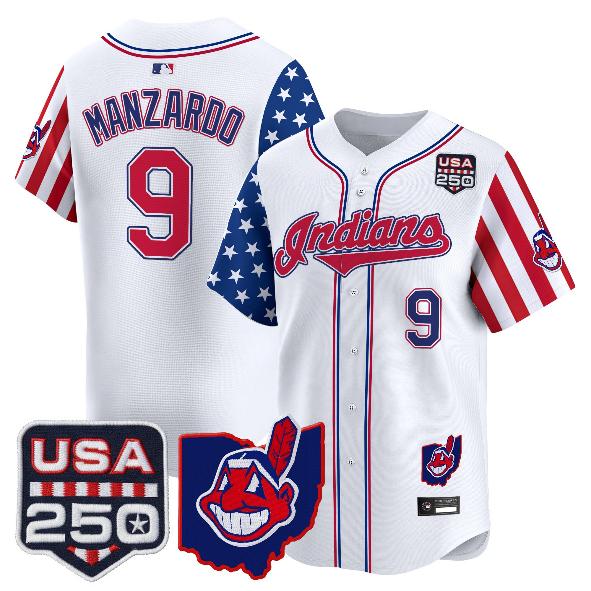 Men's Cleveland Indians "America250 Edition" Vapor Premier Limited Jersey - All Stitched - Image 6
