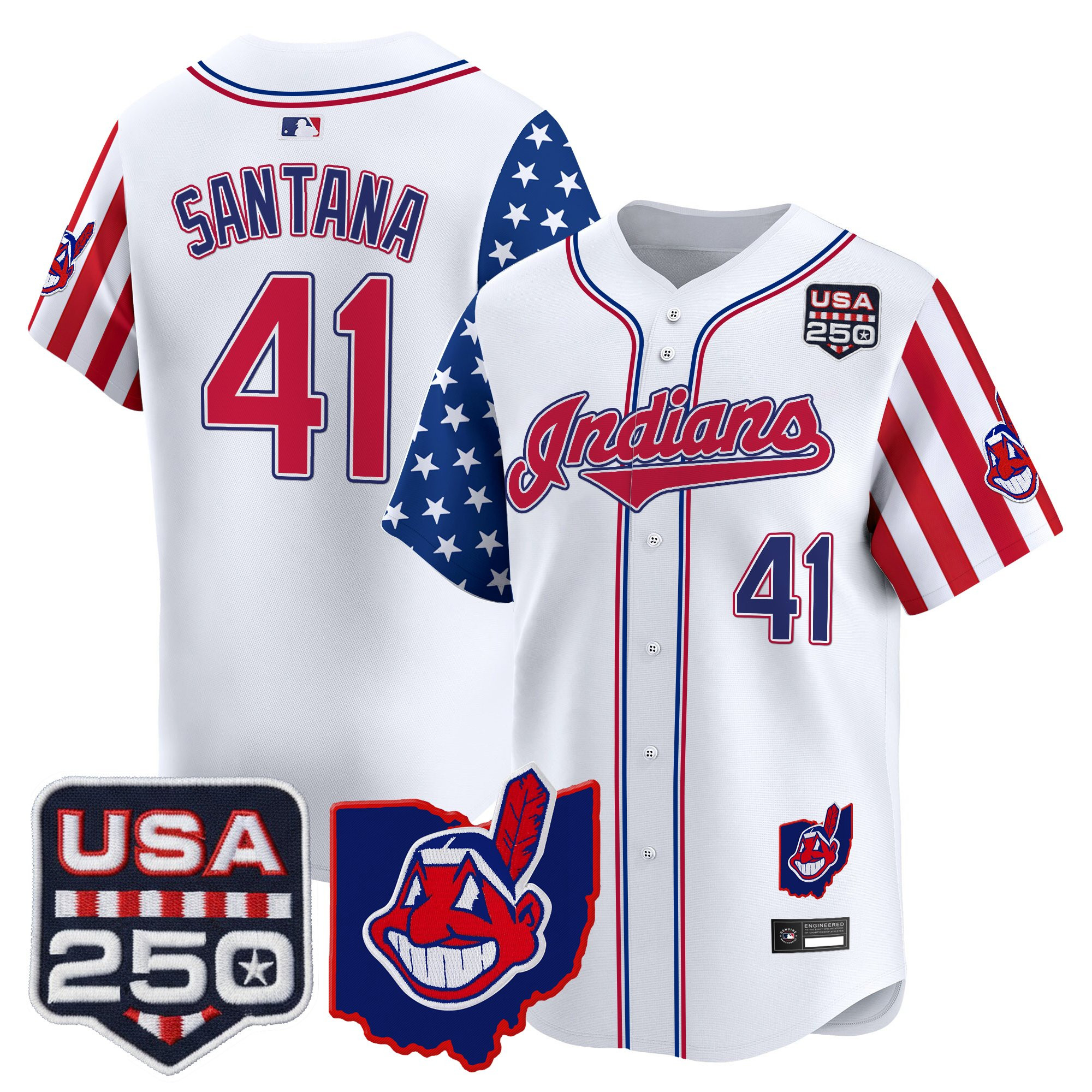 Men's Cleveland Indians "America250 Edition" Vapor Premier Limited Jersey - All Stitched - Image 7