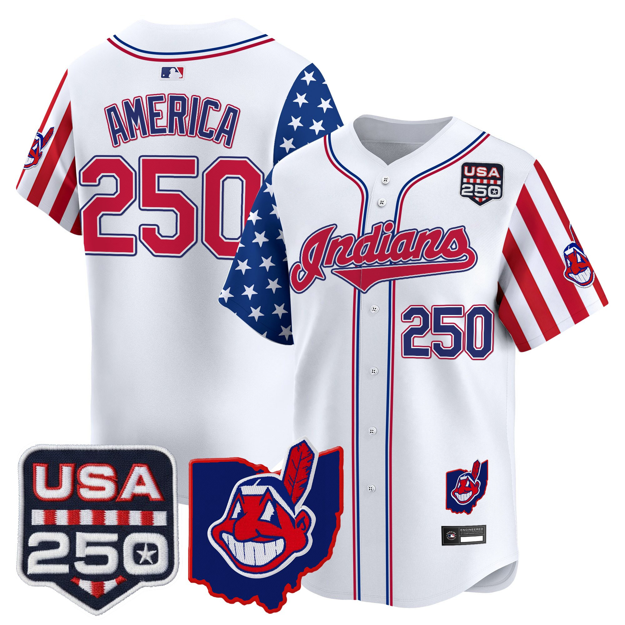 Men's Cleveland Indians "America250 Edition" Vapor Premier Limited Jersey - All Stitched - Image 2