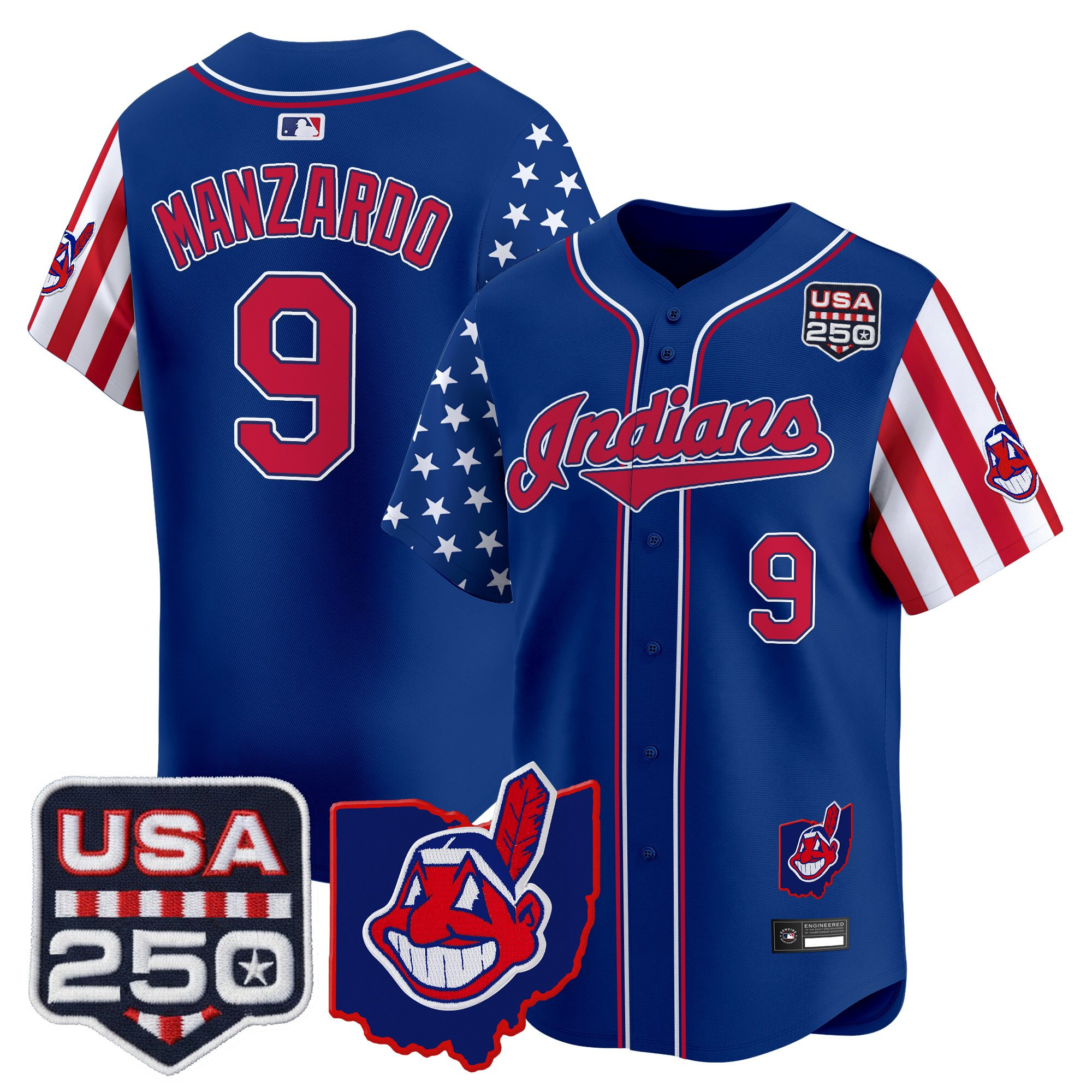 Men's Cleveland Indians "America250 Edition" Vapor Premier Limited Jersey - All Stitched - Image 26