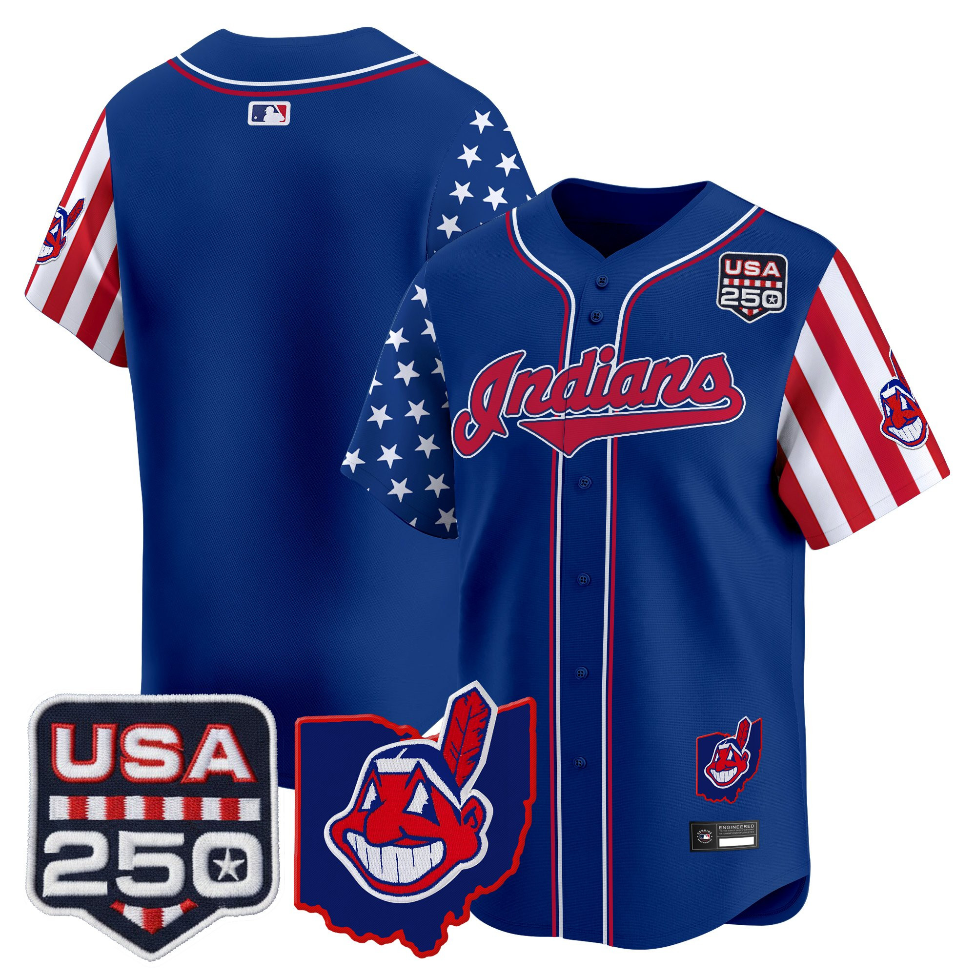 Men's Cleveland Indians "America250 Edition" Vapor Premier Limited Jersey - All Stitched - Image 30