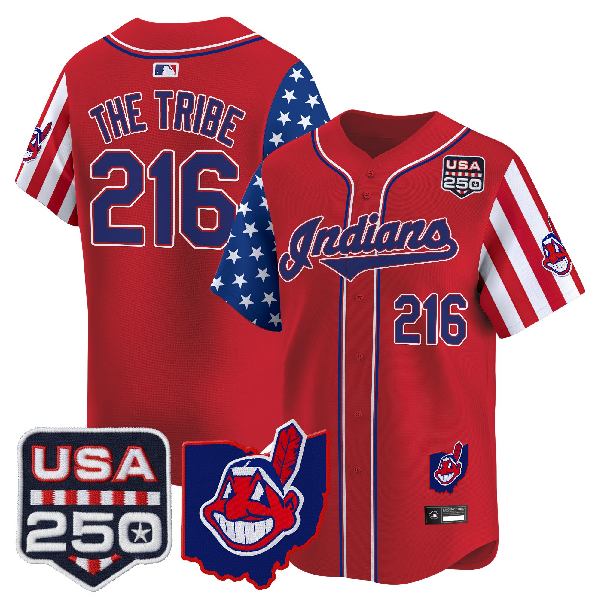 Men's Cleveland Indians "America250 Edition" Vapor Premier Limited Jersey - All Stitched - Image 13