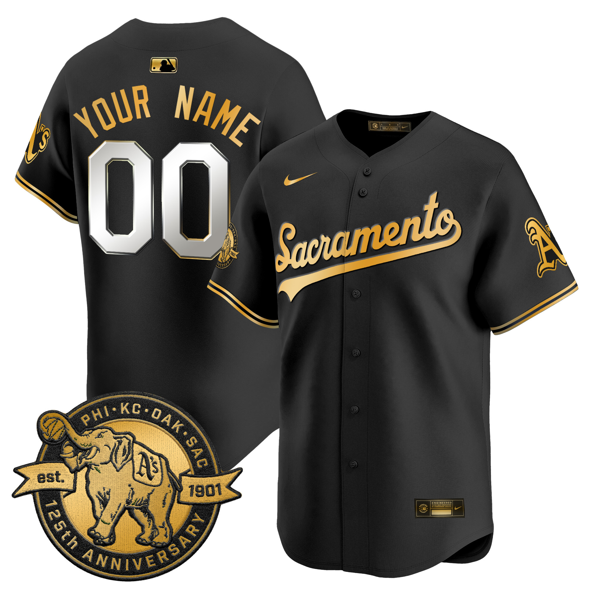 Athletics 'Sacramento Edition' Vapor Premier Limited Custom Jersey - 125th Anniversary Patch - All Stitched - Image 5