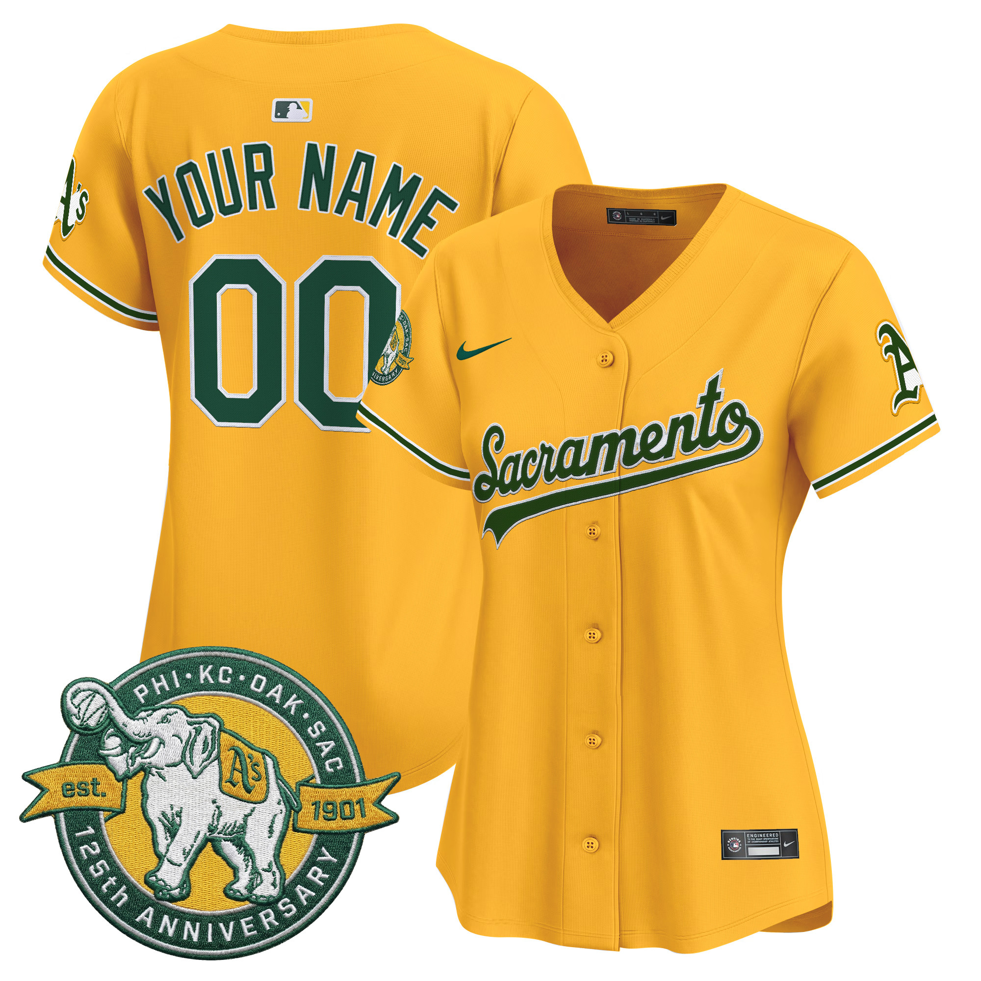 Athletics 'Sacramento Edition' Vapor Premier Limited Custom Jersey - 125th Anniversary Patch - All Stitched - Image 6