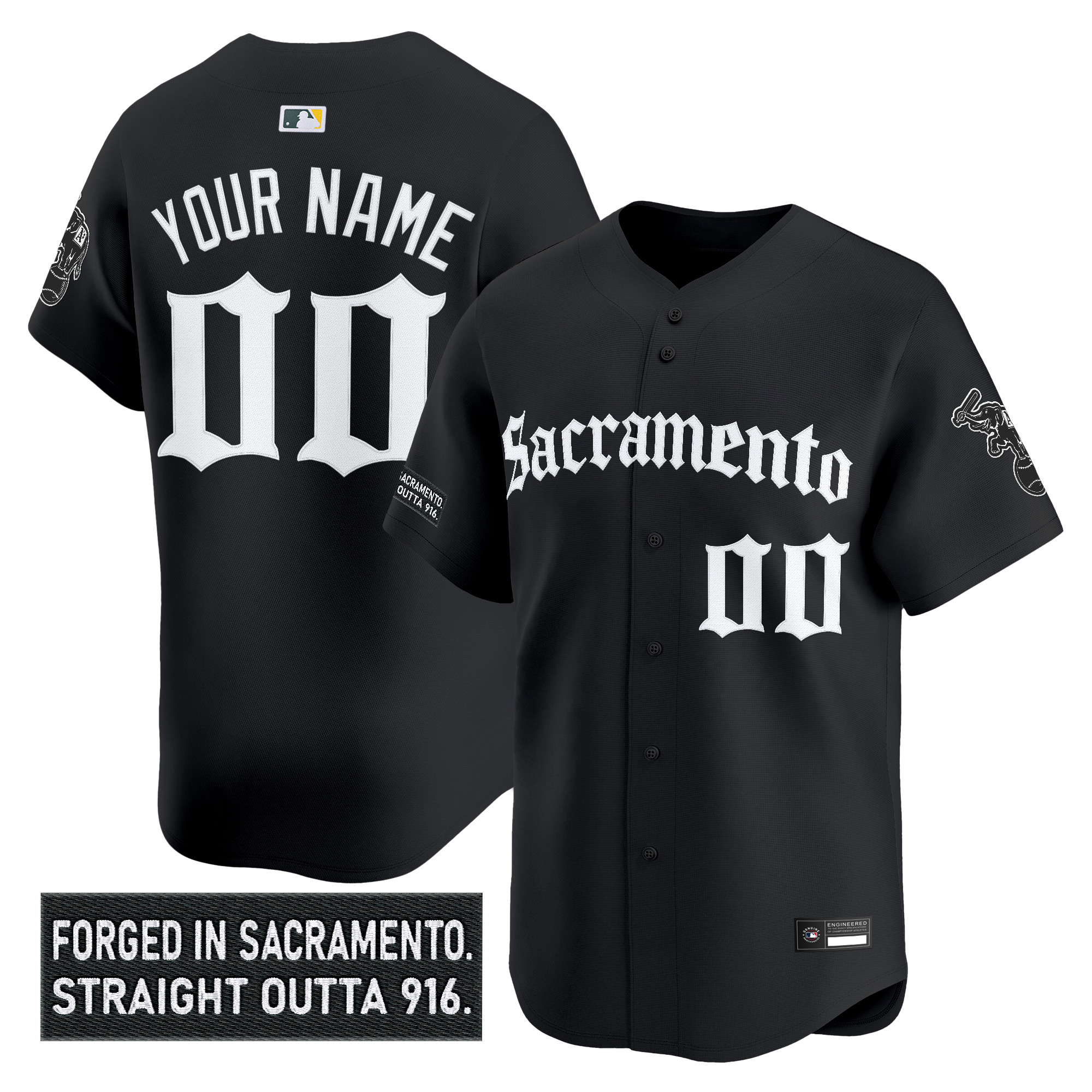 Athletics 'Sacramento Gothic Edition' Vapor Premier Limited Custom Jersey - All Stitched