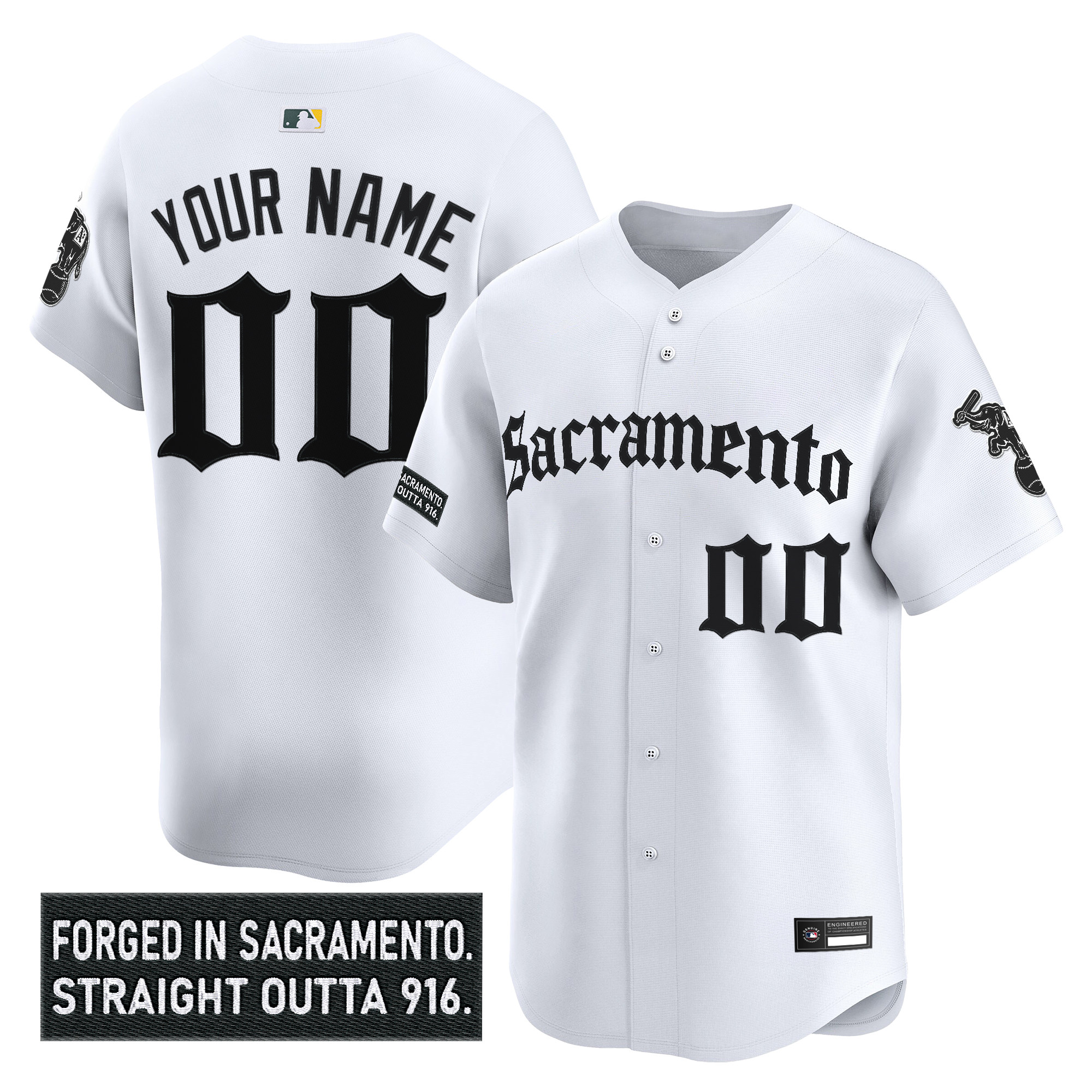 Athletics 'Sacramento Gothic Edition' Vapor Premier Limited Custom Jersey - All Stitched - Image 2