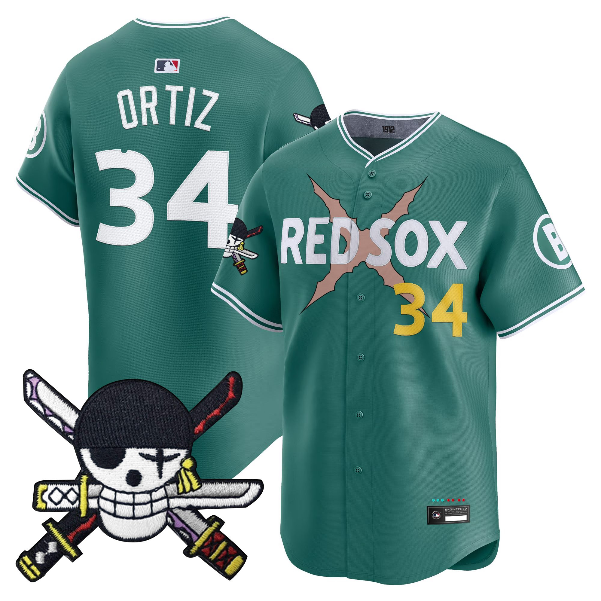 Men's Boston Red Sox x One Piece Zoro Patch Vapor Premier Limited Jersey - Stitched - Image 8
