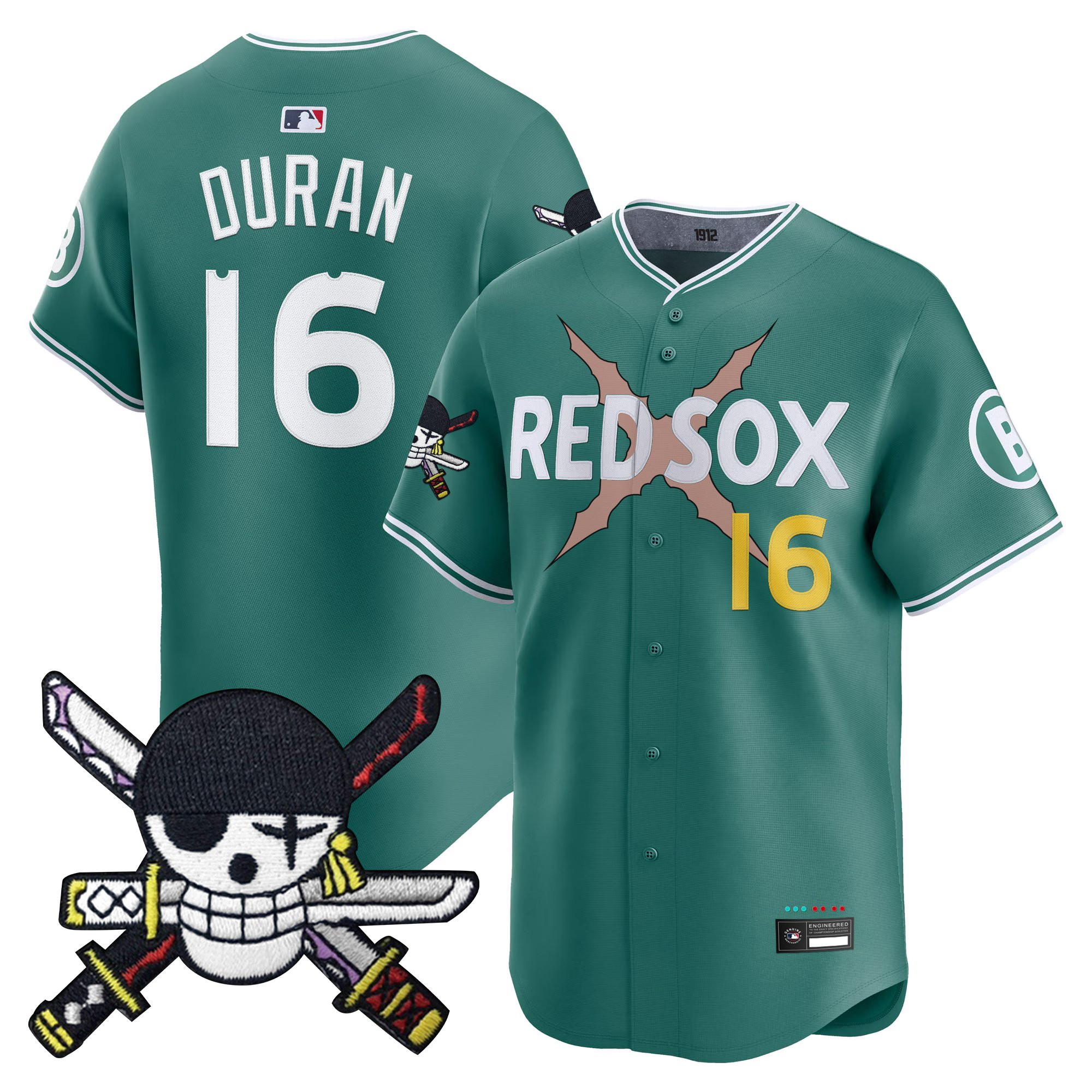 Men's Boston Red Sox x One Piece Zoro Patch Vapor Premier Limited Jersey - Stitched - Image 4