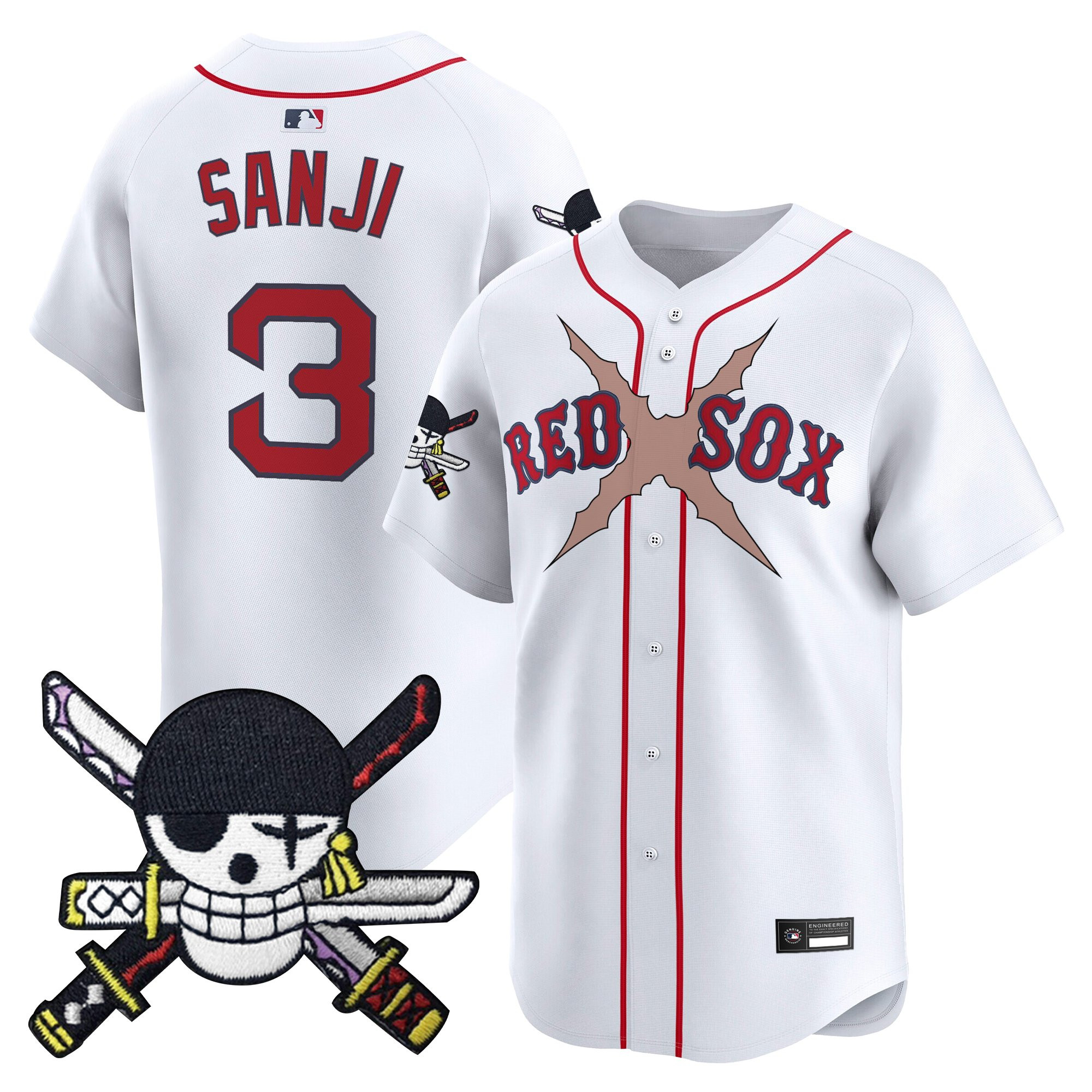 Men's Boston Red Sox x One Piece Zoro Patch Vapor Premier Limited Jersey - Stitched - Image 12