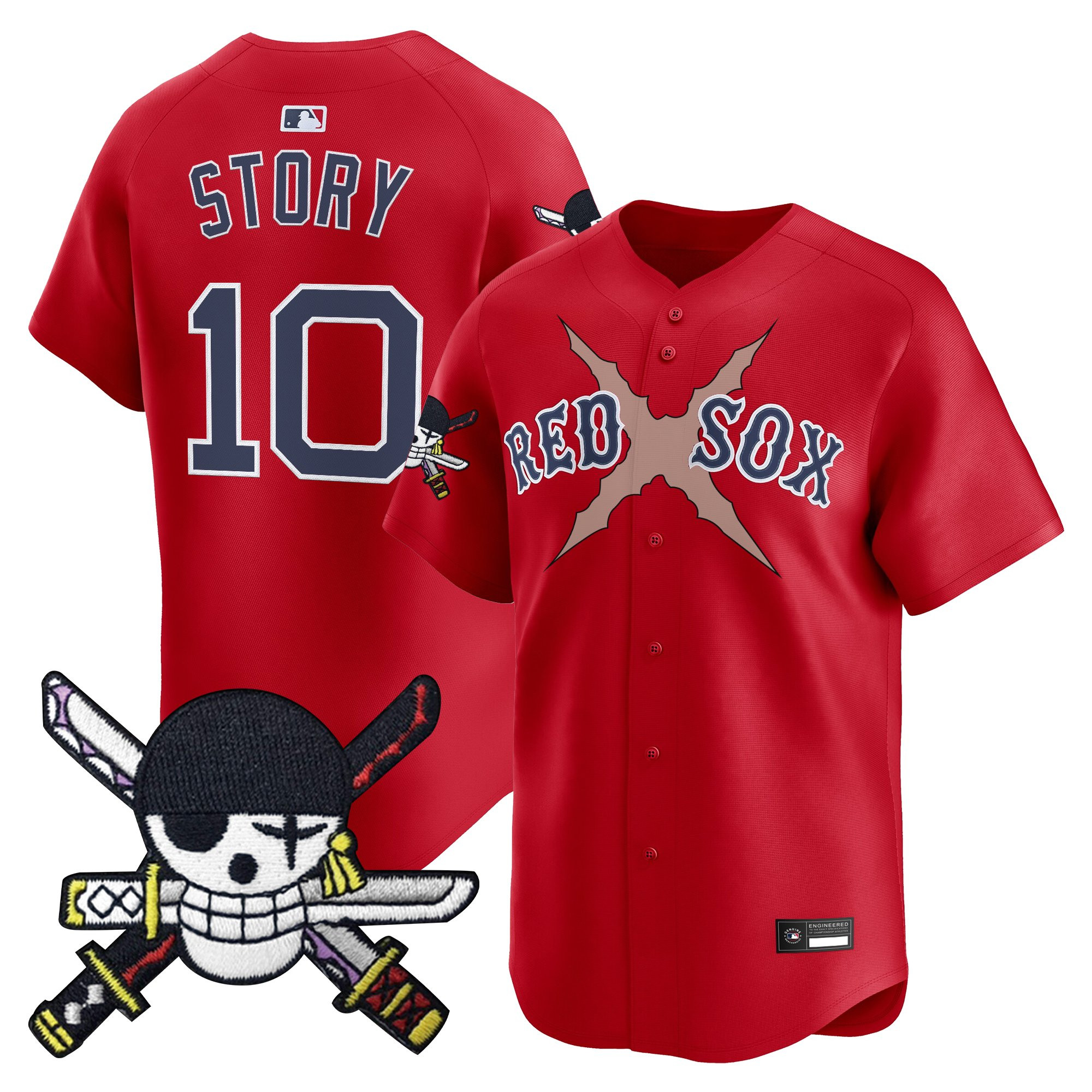 Men's Boston Red Sox x One Piece Zoro Patch Vapor Premier Limited Jersey - Stitched - Image 25
