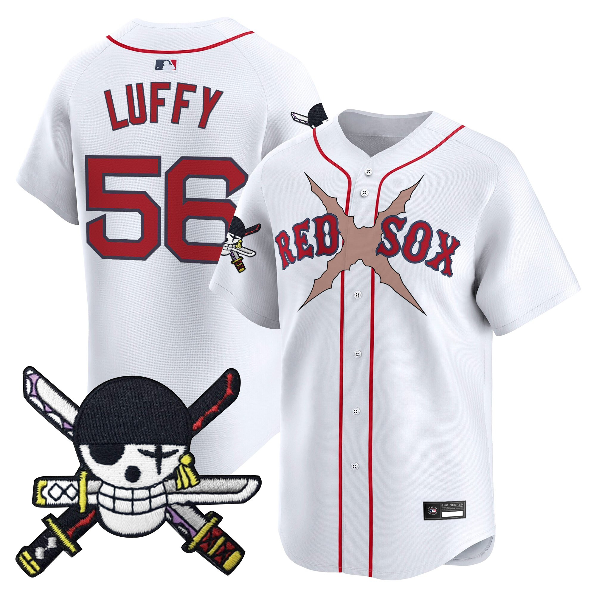 Men's Boston Red Sox x One Piece Zoro Patch Vapor Premier Limited Jersey - Stitched - Image 11