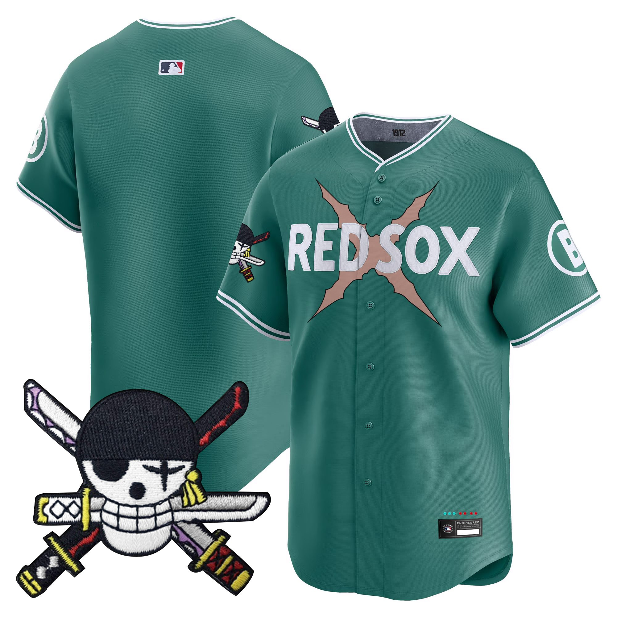 Men's Boston Red Sox x One Piece Zoro Patch Vapor Premier Limited Jersey - Stitched - Image 9