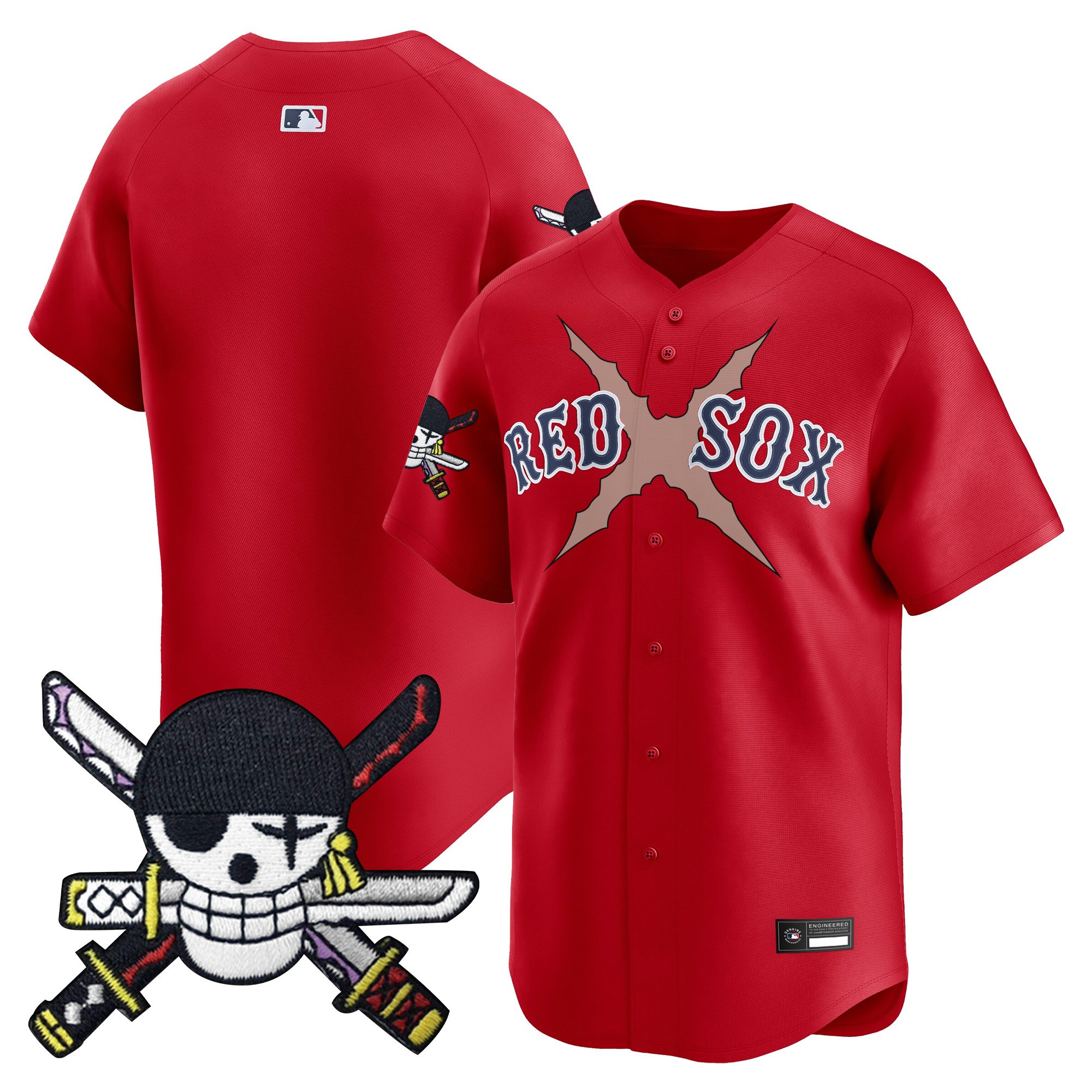 Men's Boston Red Sox x One Piece Zoro Patch Vapor Premier Limited Jersey - Stitched - Image 27