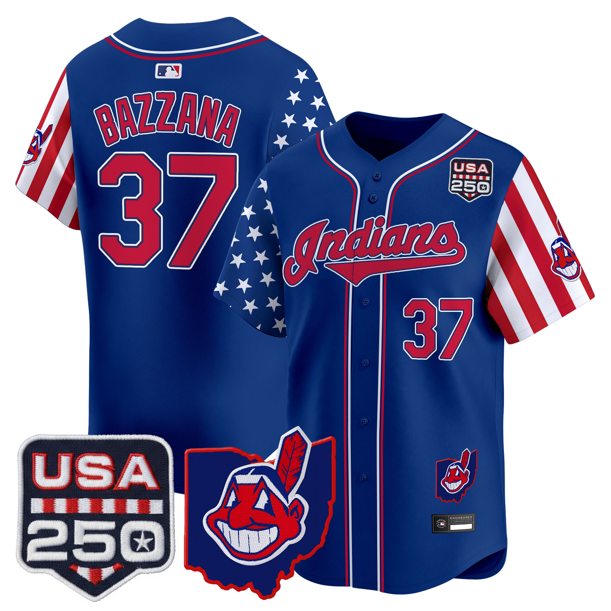 Men's Cleveland Indians "America250 Edition" Vapor Premier Limited Jersey - All Stitched - Image 29