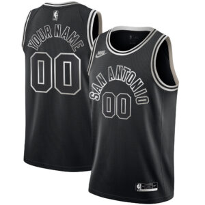 San Antonio Spurs Black Silver Custom Jersey - All Stitched