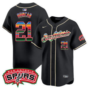 DUNCAN #21 San Antonio Spurs Mexican Baseball Black Jersey - All Stitched