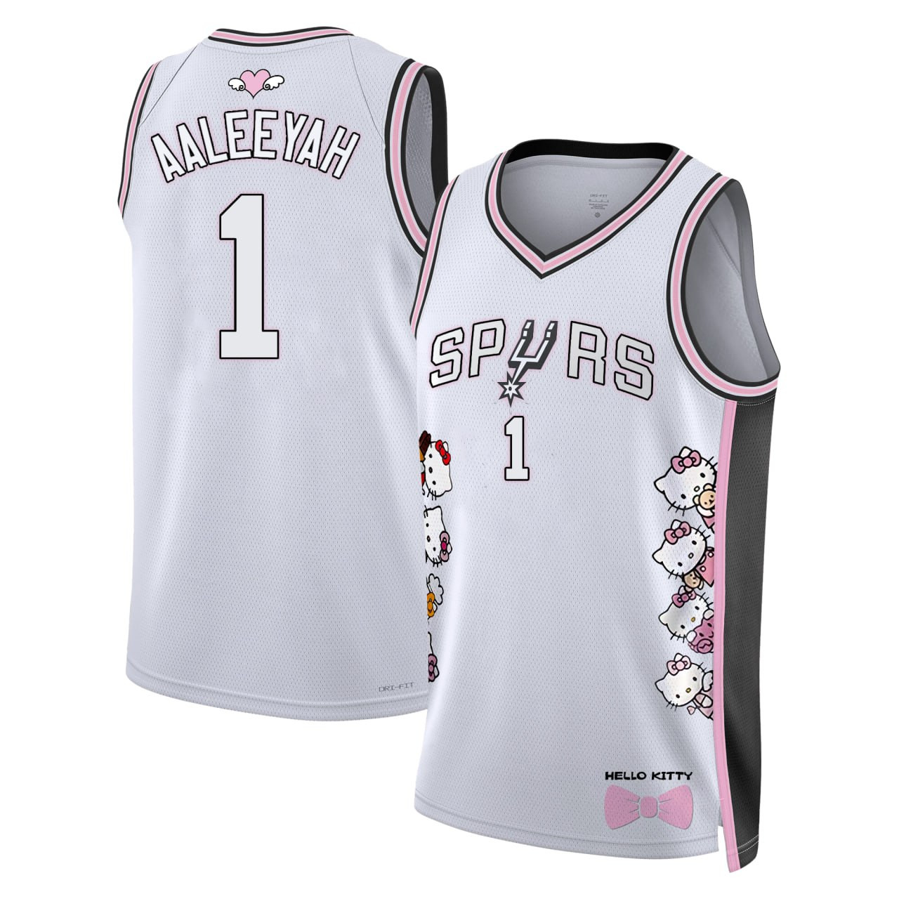 Aaleeyah #1 San Antonio Spurs Hello Kitty Jersey - All Printed - Image 2