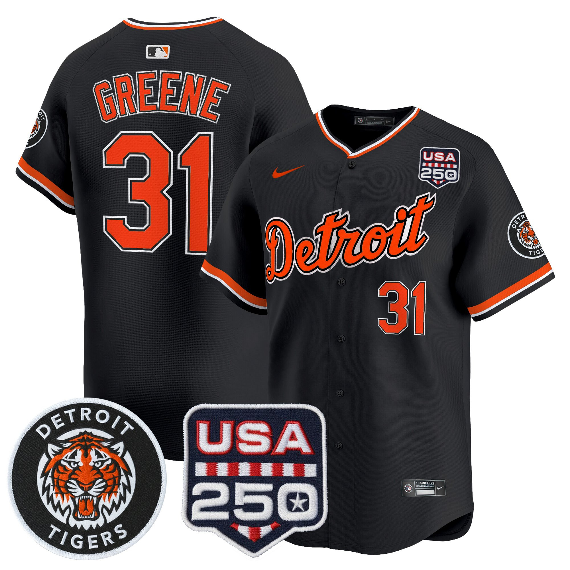 Youth's Detroit Tigers 2026 Alternate Vapor Premier Limited Jersey - 250America Patch - All Stitched - Image 23