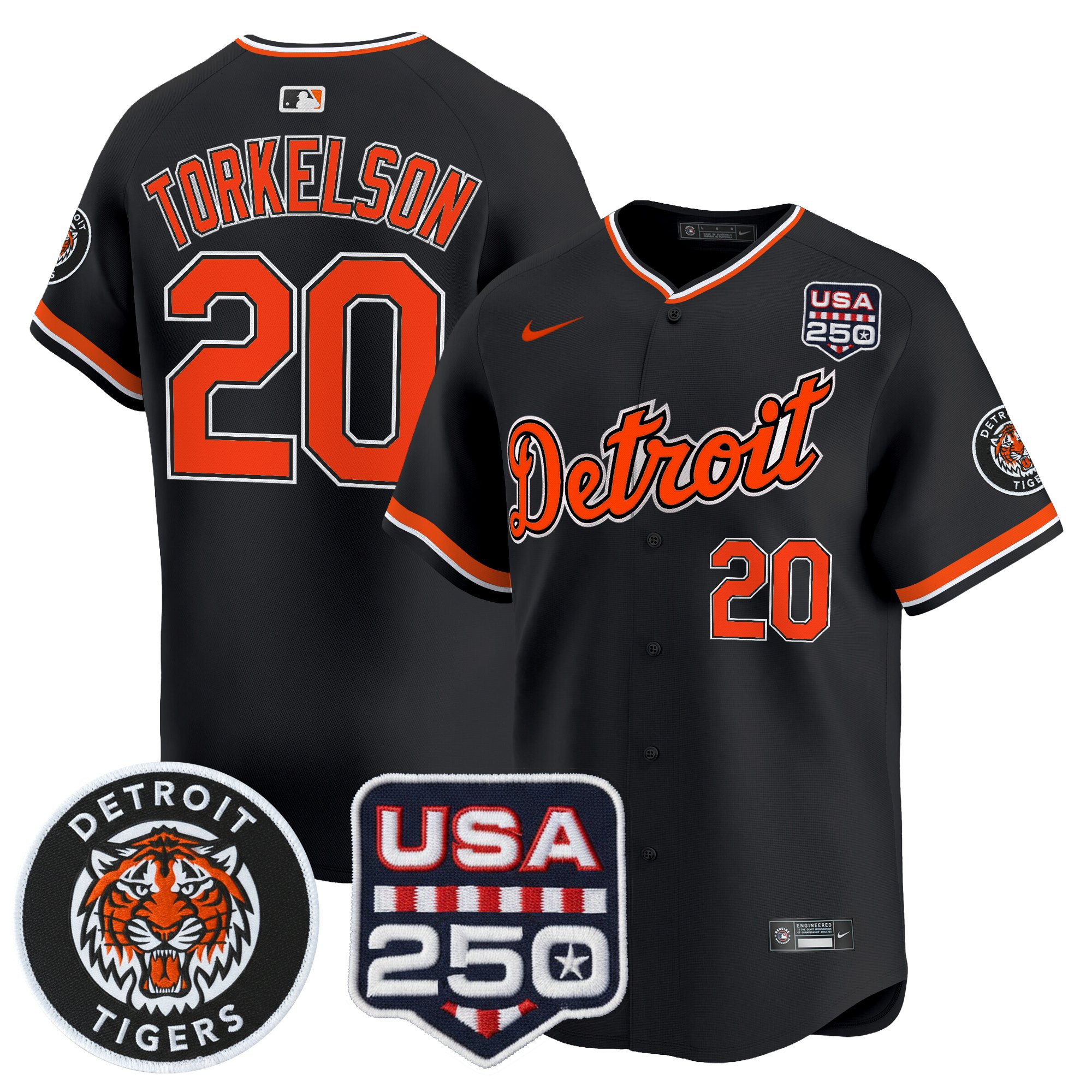 Youth's Detroit Tigers 2026 Alternate Vapor Premier Limited Jersey - 250America Patch - All Stitched - Image 24