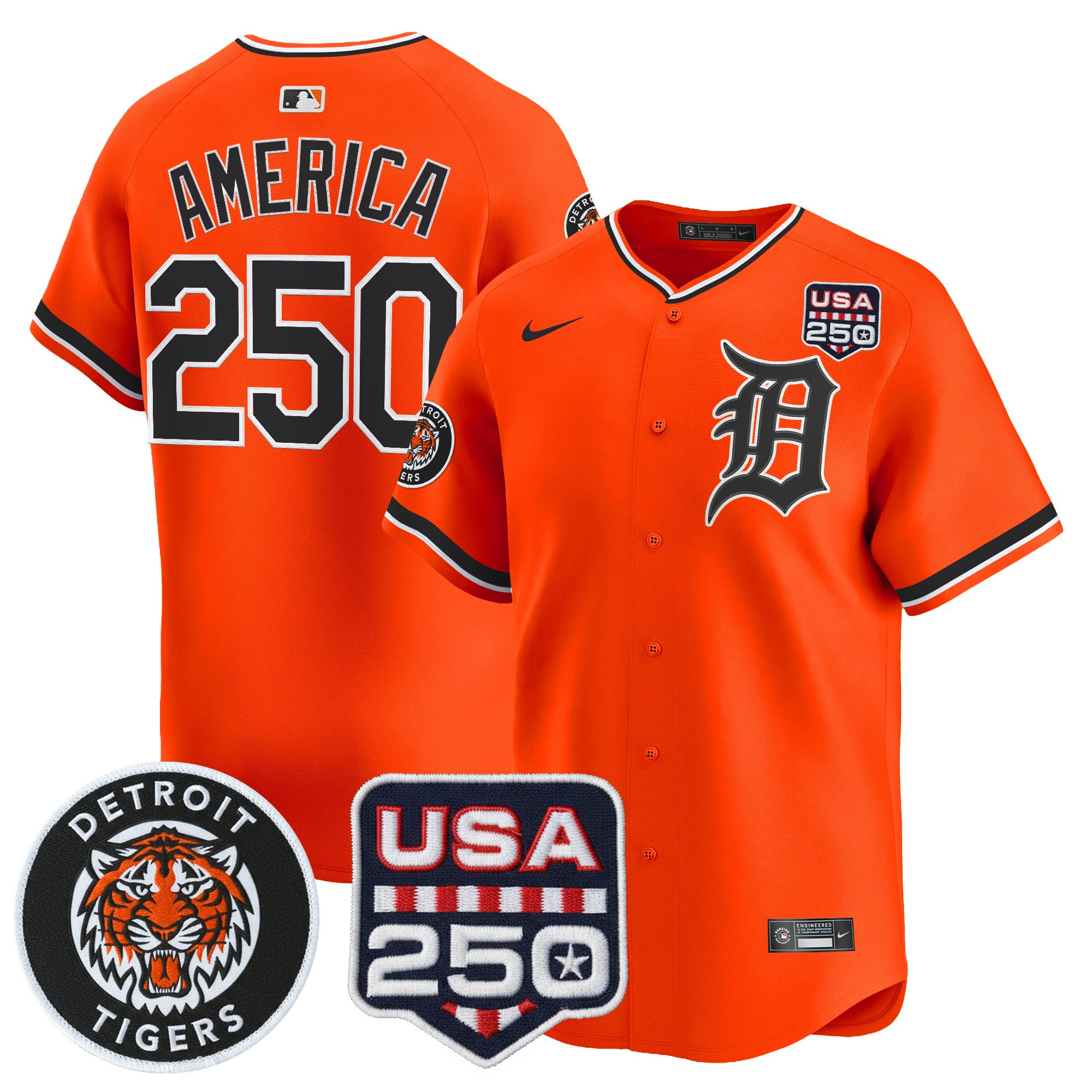 Youth's Detroit Tigers 2026 Alternate Vapor Premier Limited Jersey - 250America Patch - All Stitched - Image 6