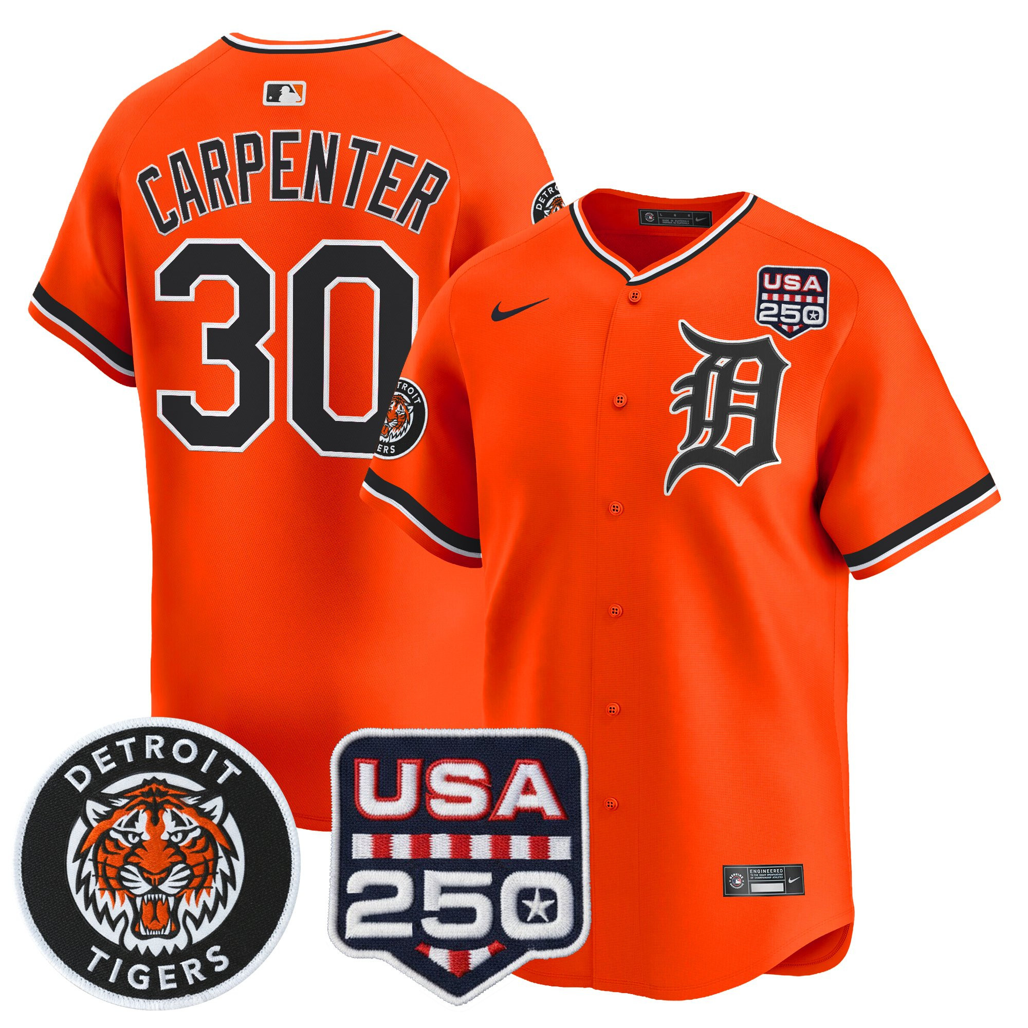Youth's Detroit Tigers 2026 Alternate Vapor Premier Limited Jersey - 250America Patch - All Stitched - Image 10