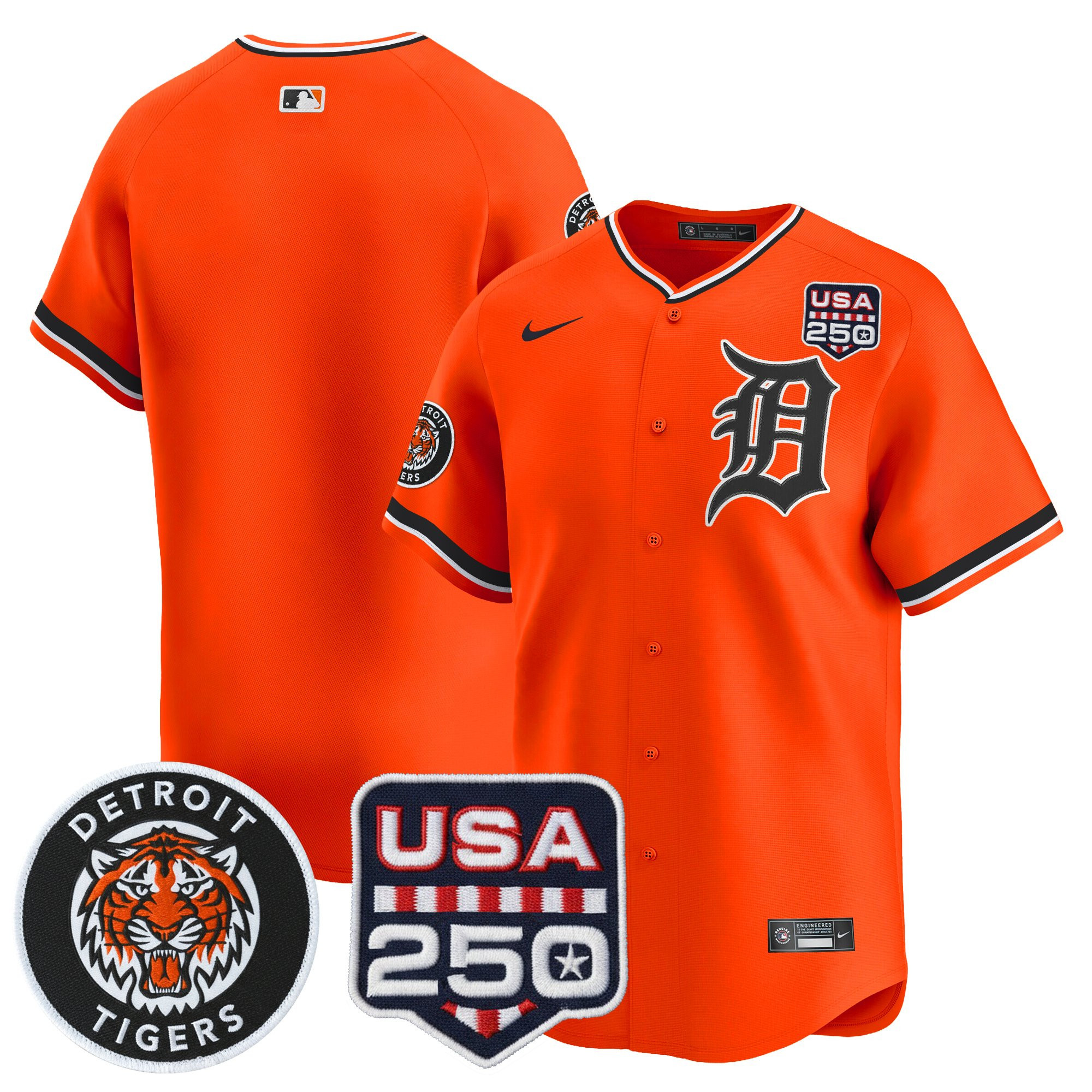 Youth's Detroit Tigers 2026 Alternate Vapor Premier Limited Jersey - 250America Patch - All Stitched - Image 17