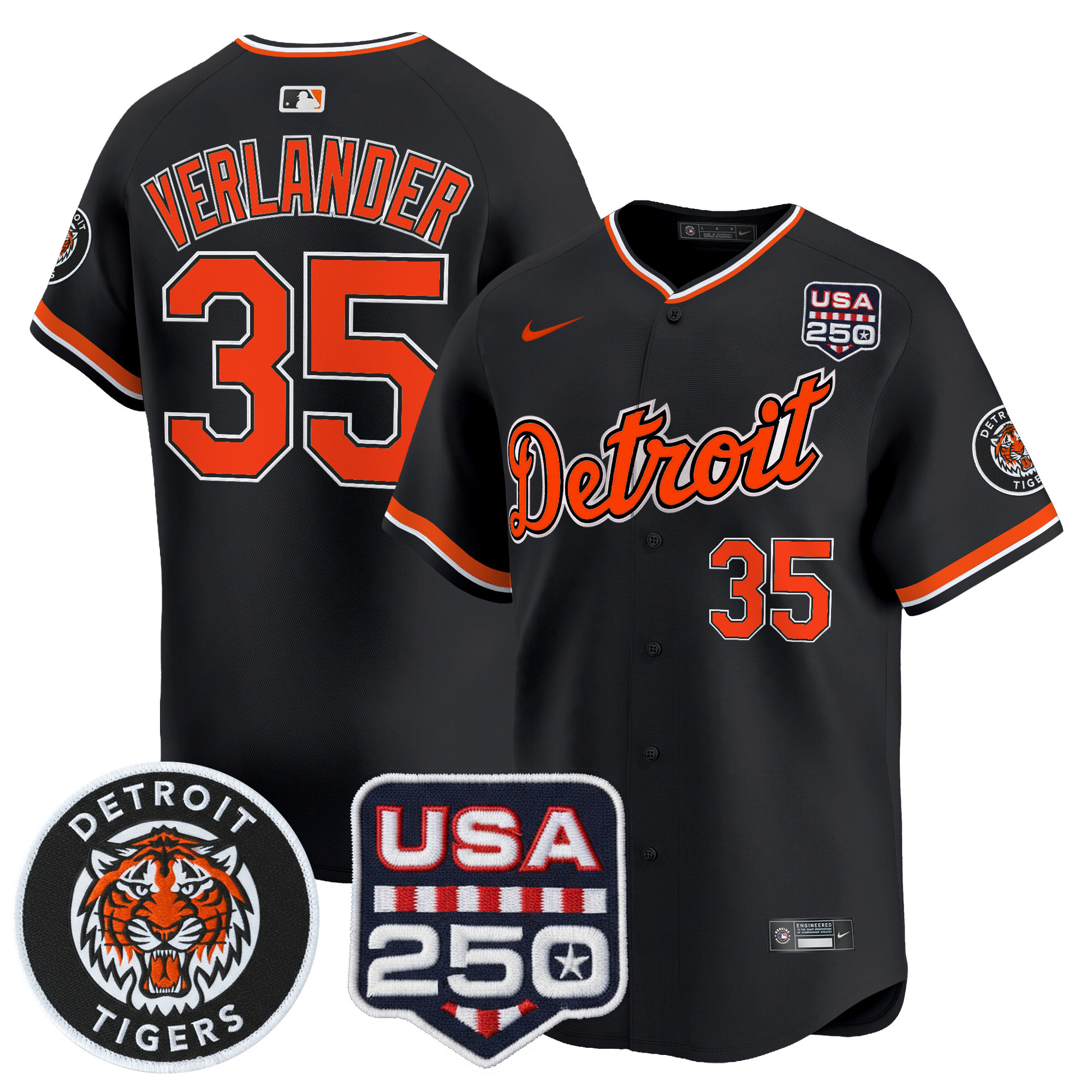 Youth's Detroit Tigers 2026 Alternate Vapor Premier Limited Jersey - 250America Patch - All Stitched - Image 19