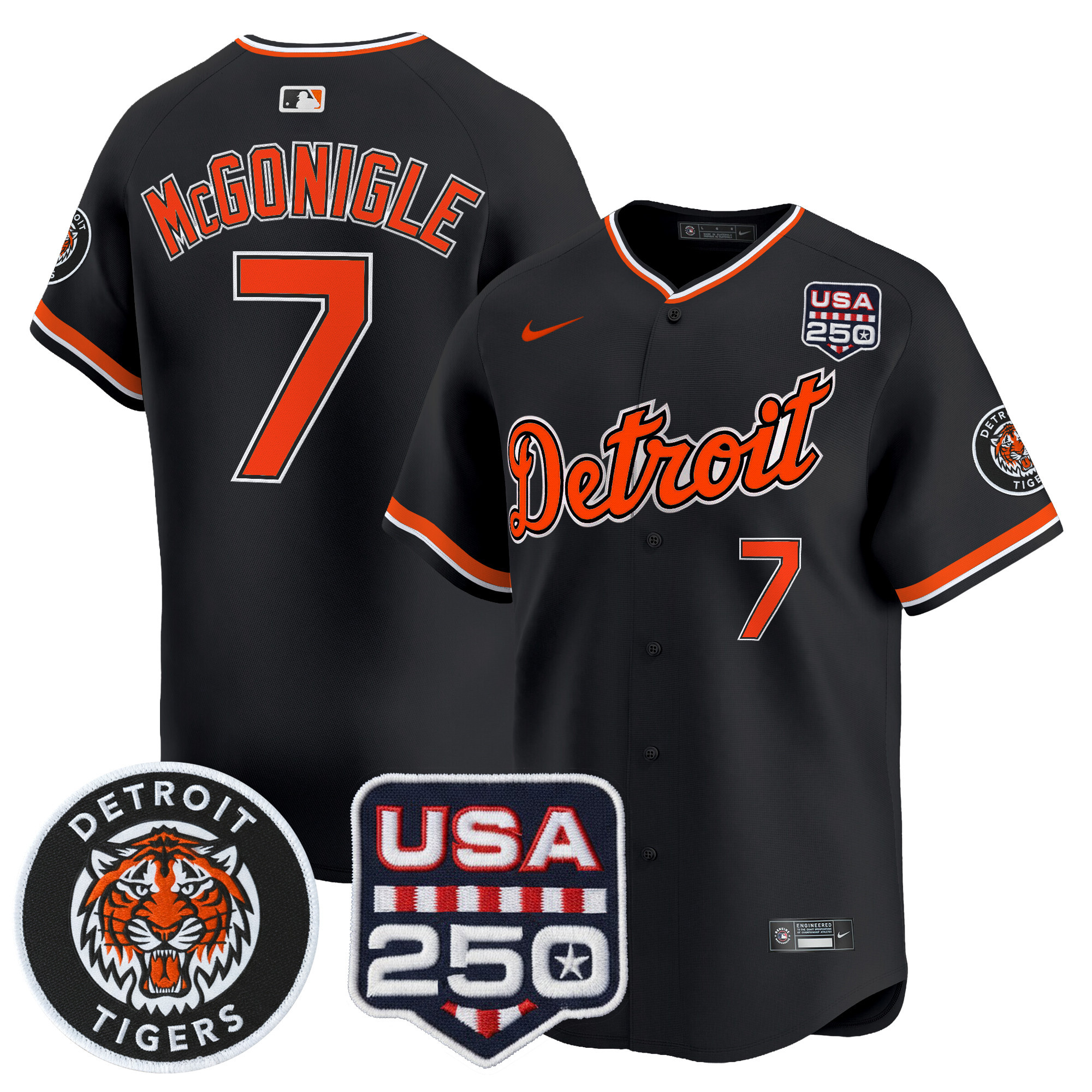 Youth's Detroit Tigers 2026 Alternate Vapor Premier Limited Jersey - 250America Patch - All Stitched - Image 18