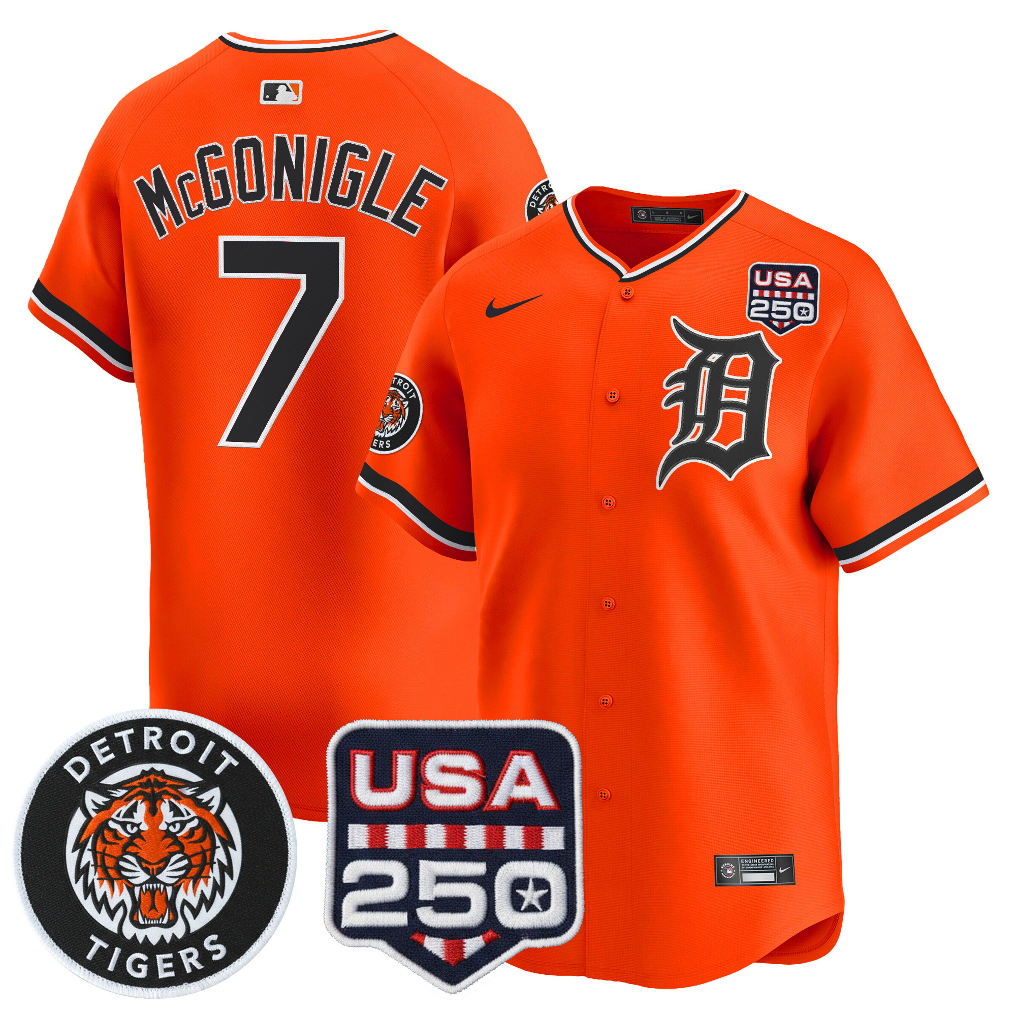 Youth's Detroit Tigers 2026 Alternate Vapor Premier Limited Jersey - 250America Patch - All Stitched