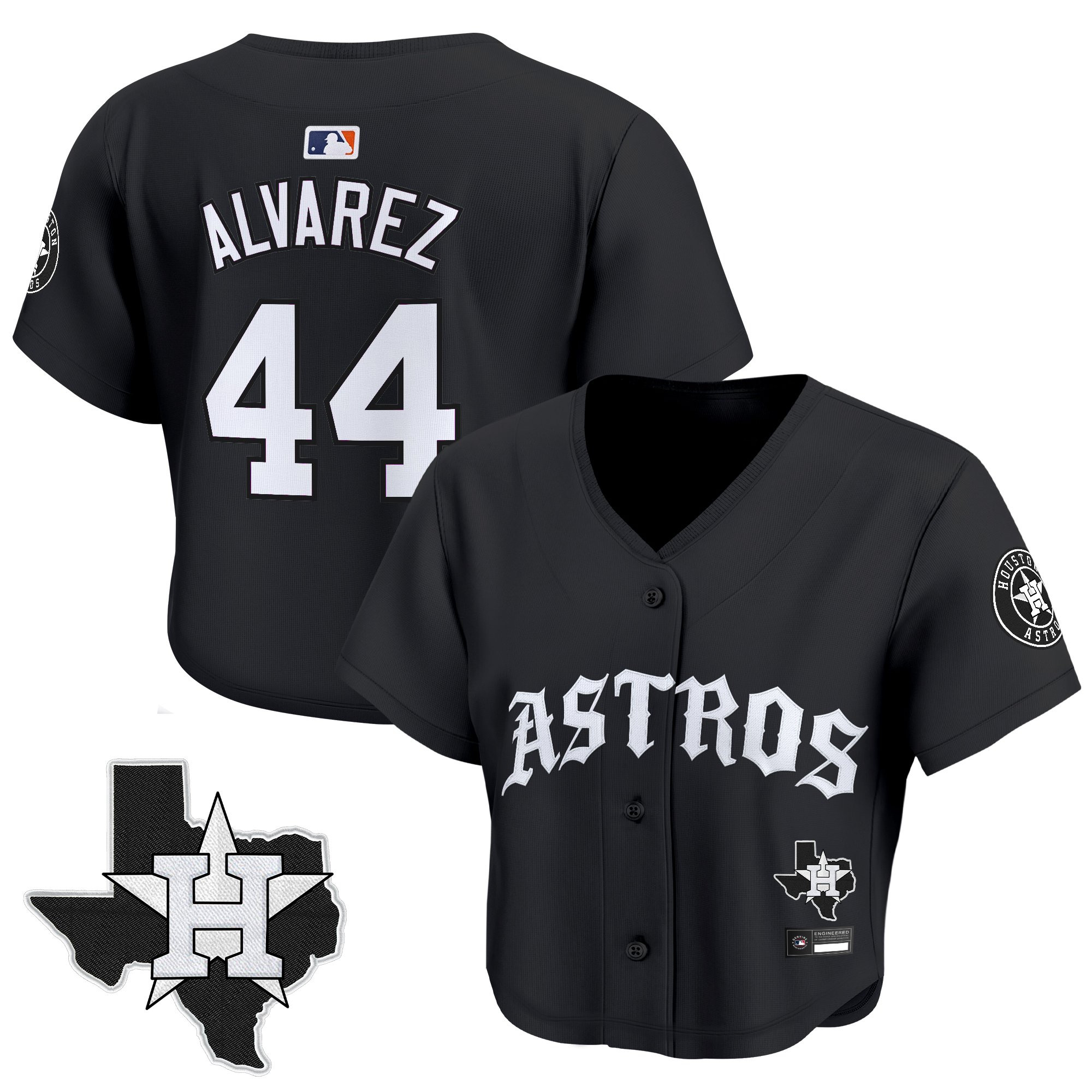 Women's Houston Astros 'Old English Edition' Crop Top Baseball Jersey - All Stitched - Image 5