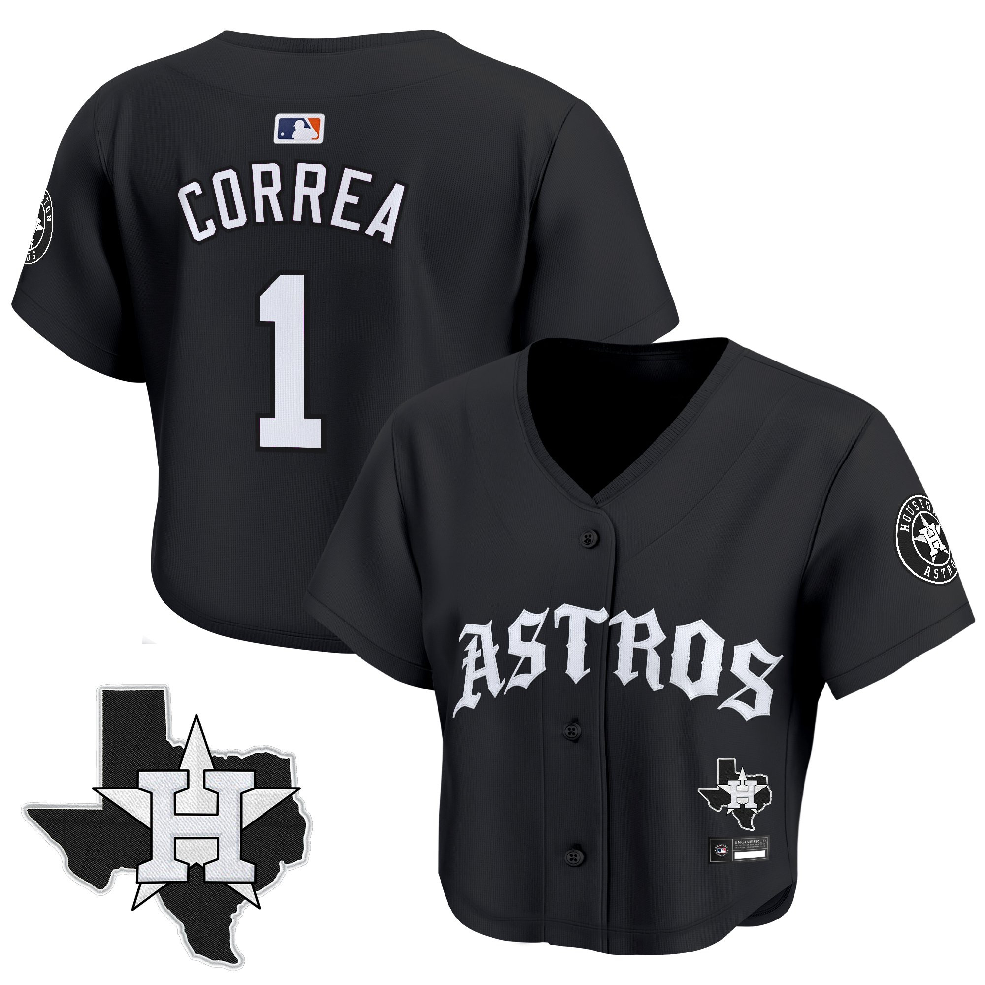 Women's Houston Astros 'Old English Edition' Crop Top Baseball Jersey - All Stitched - Image 9