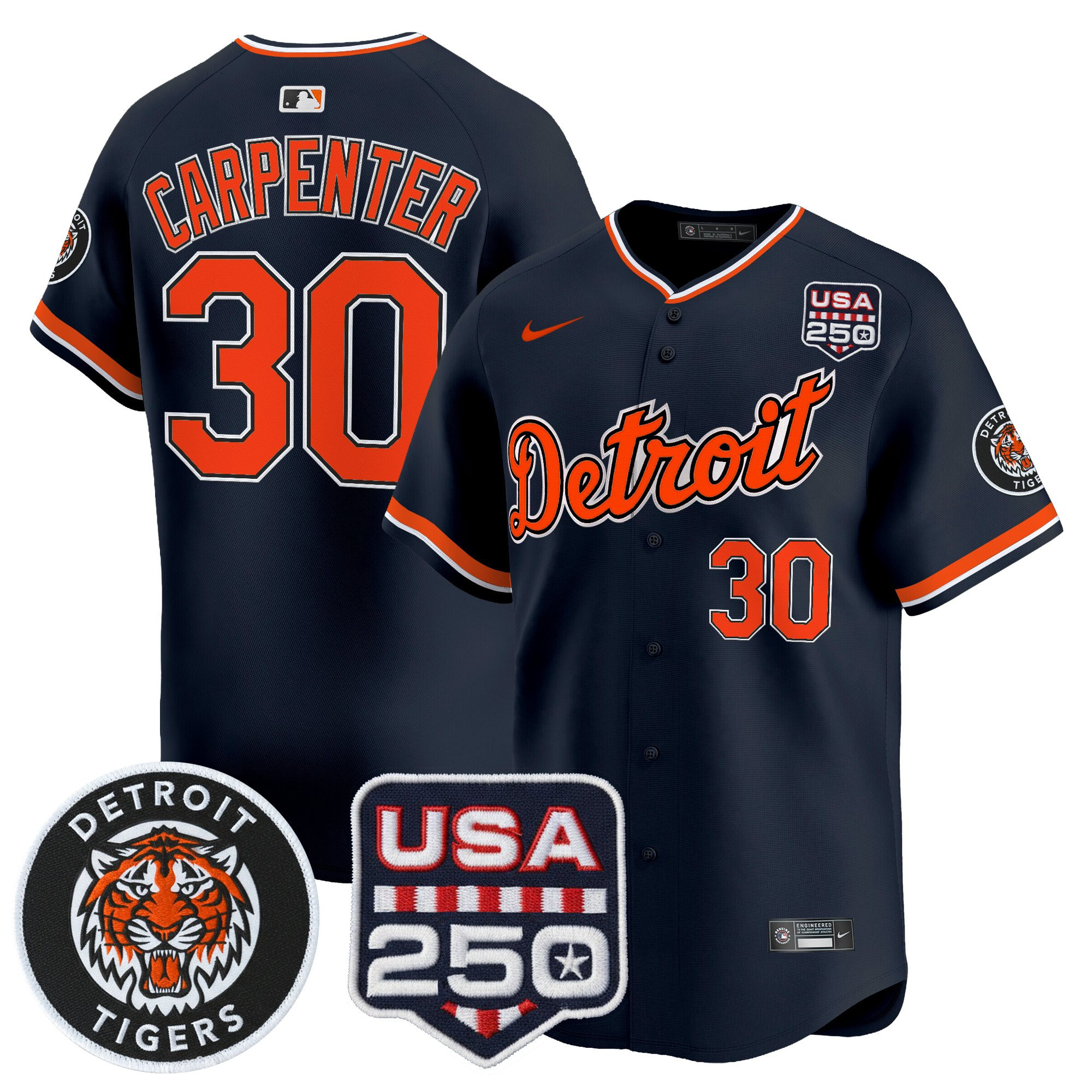 Youth's Detroit Tigers 2026 Alternate Vapor Premier Limited Jersey - 250America Patch - All Stitched - Image 40