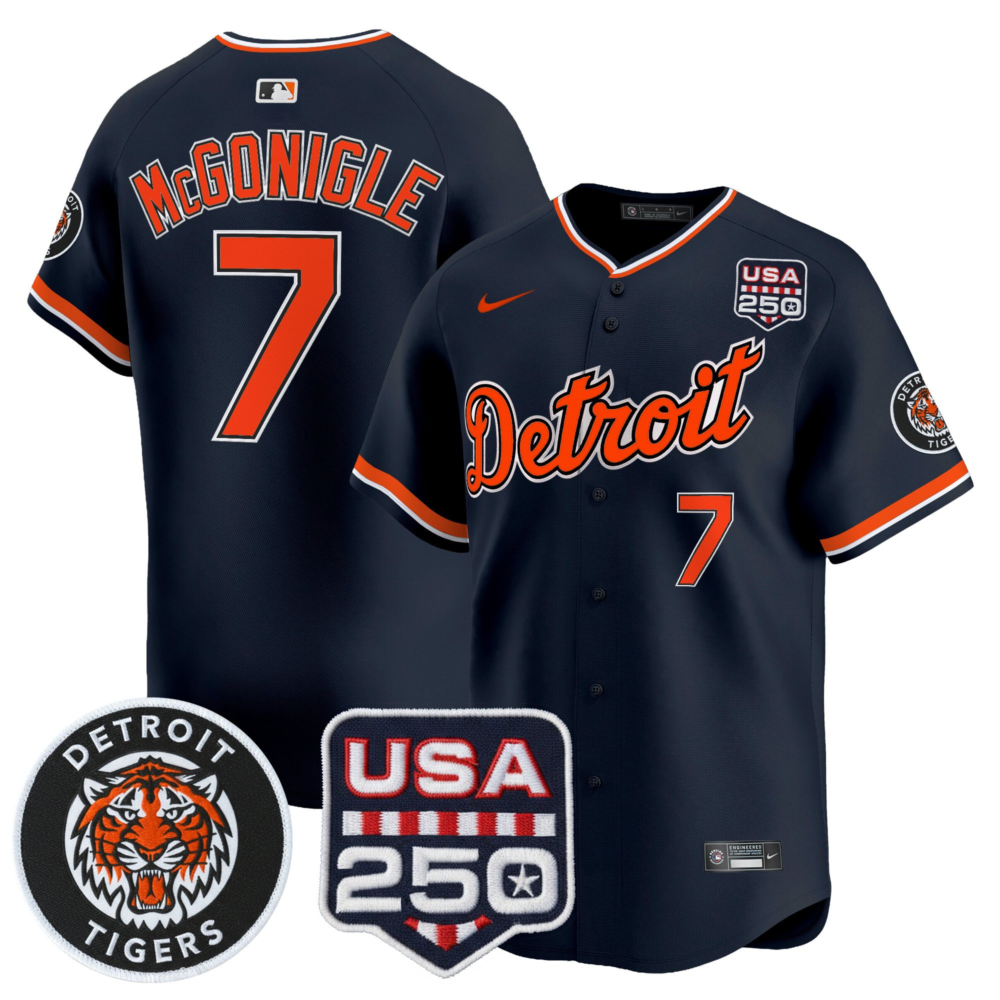 Youth's Detroit Tigers 2026 Alternate Vapor Premier Limited Jersey - 250America Patch - All Stitched - Image 33