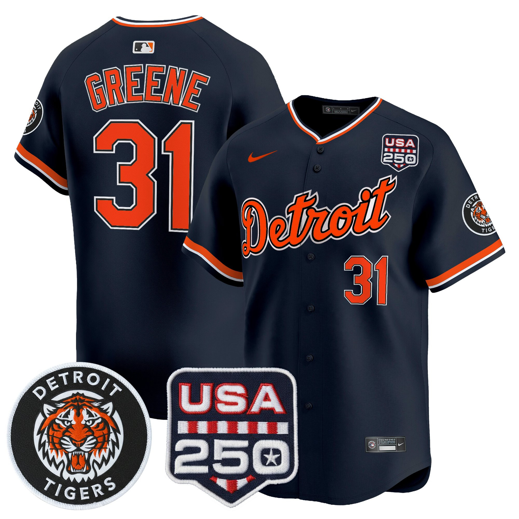 Youth's Detroit Tigers 2026 Alternate Vapor Premier Limited Jersey - 250America Patch - All Stitched - Image 38